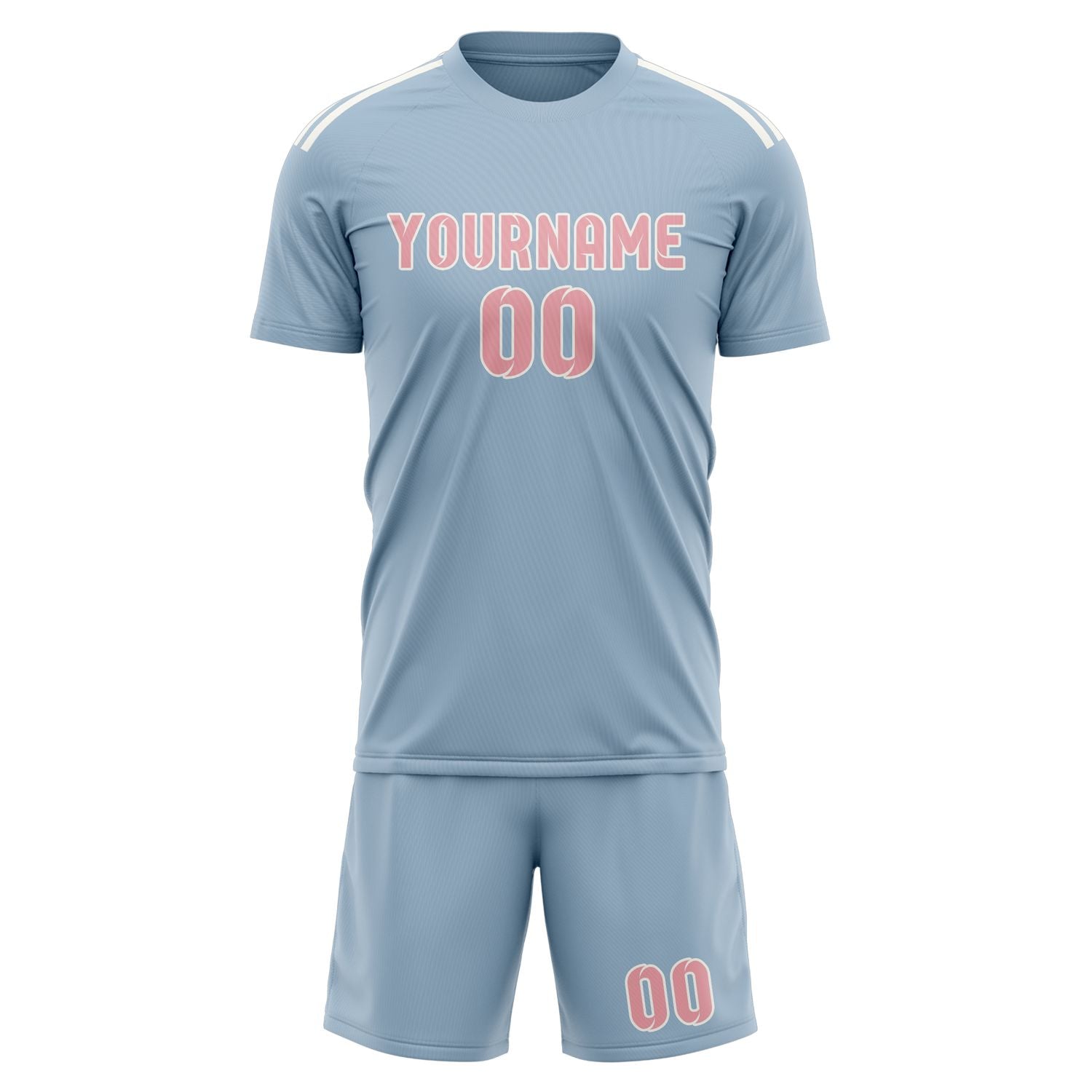 Maßgeschneidertes Professionelles Hellblau Rosa Fußballtrikot-Set