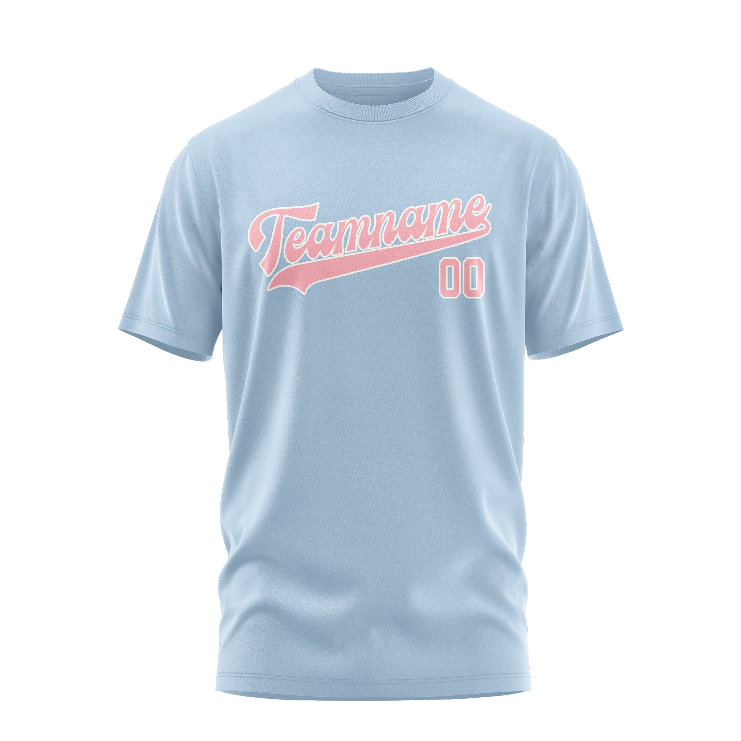 Maßgeschneidertes Hellblau Rosa T-Shirt