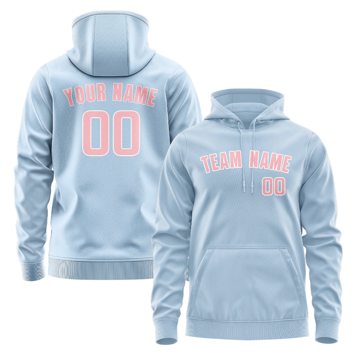 Maßgeschneidertes Hellblau Rosa Hoodie