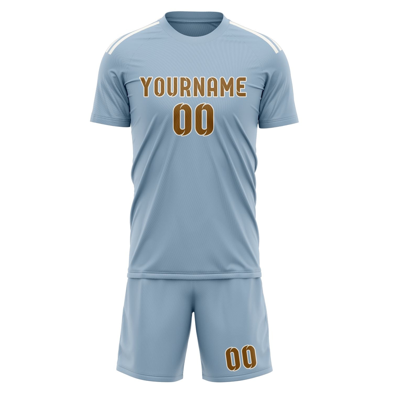Maßgeschneidertes Professionelles Hellblau Khaki Fußballtrikot-Set
