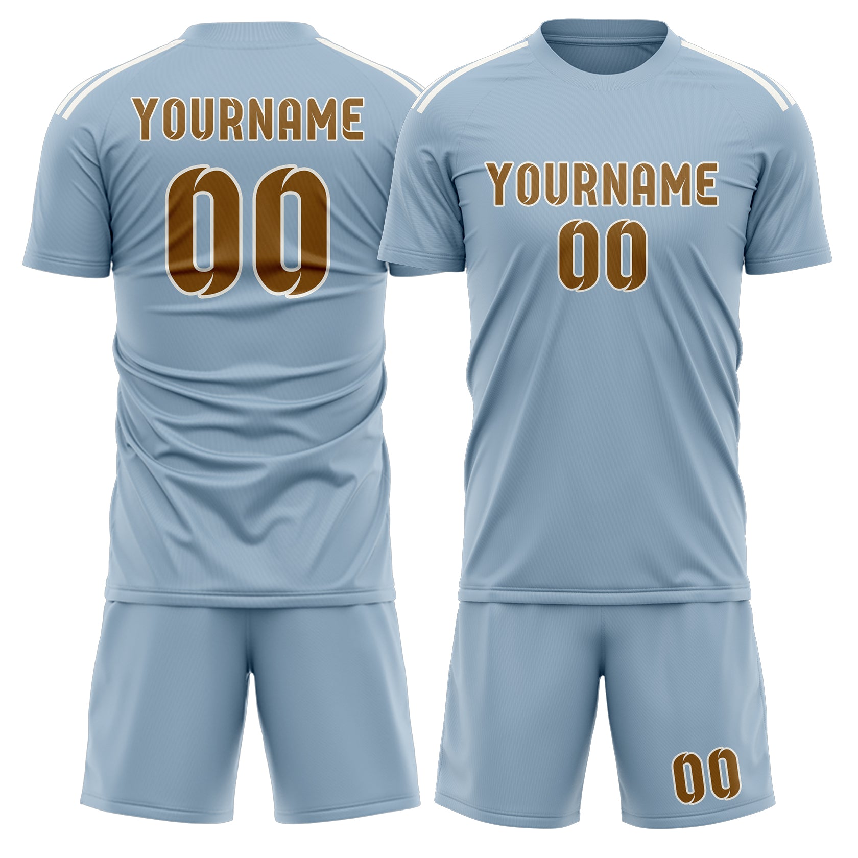 Maßgeschneidertes Professionelles Hellblau Khaki Fußballtrikot-Set