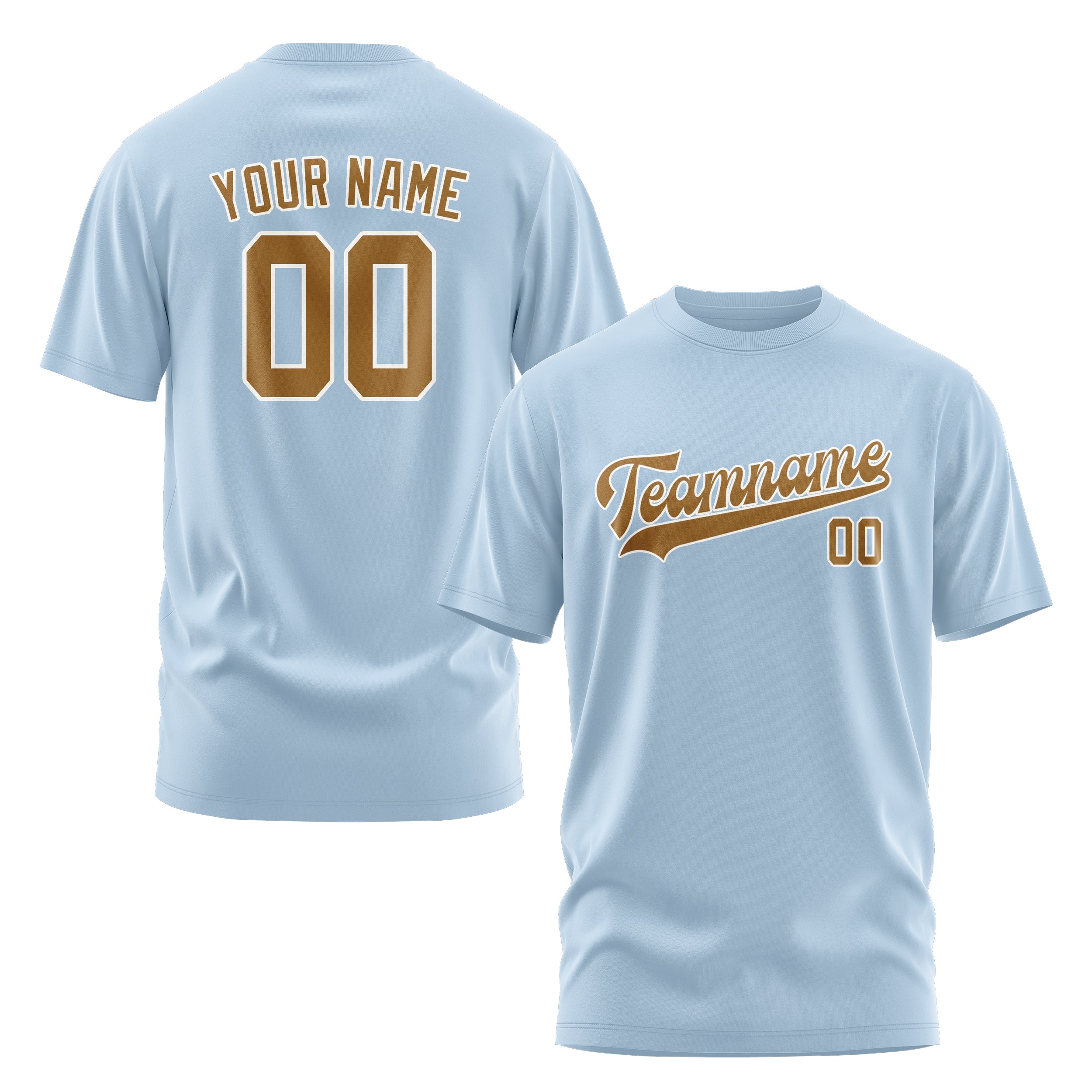 Maßgeschneidertes Hellblau Khaki T-Shirt