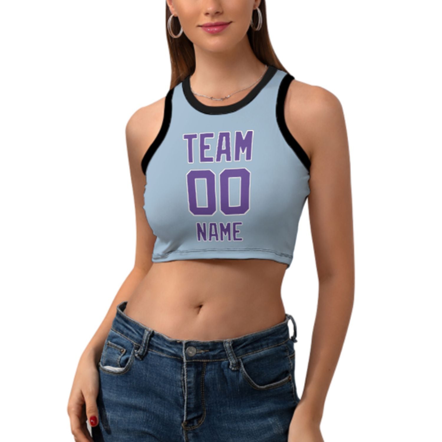 Skræddersyet lyseblå lavendel ærmeløs tank top