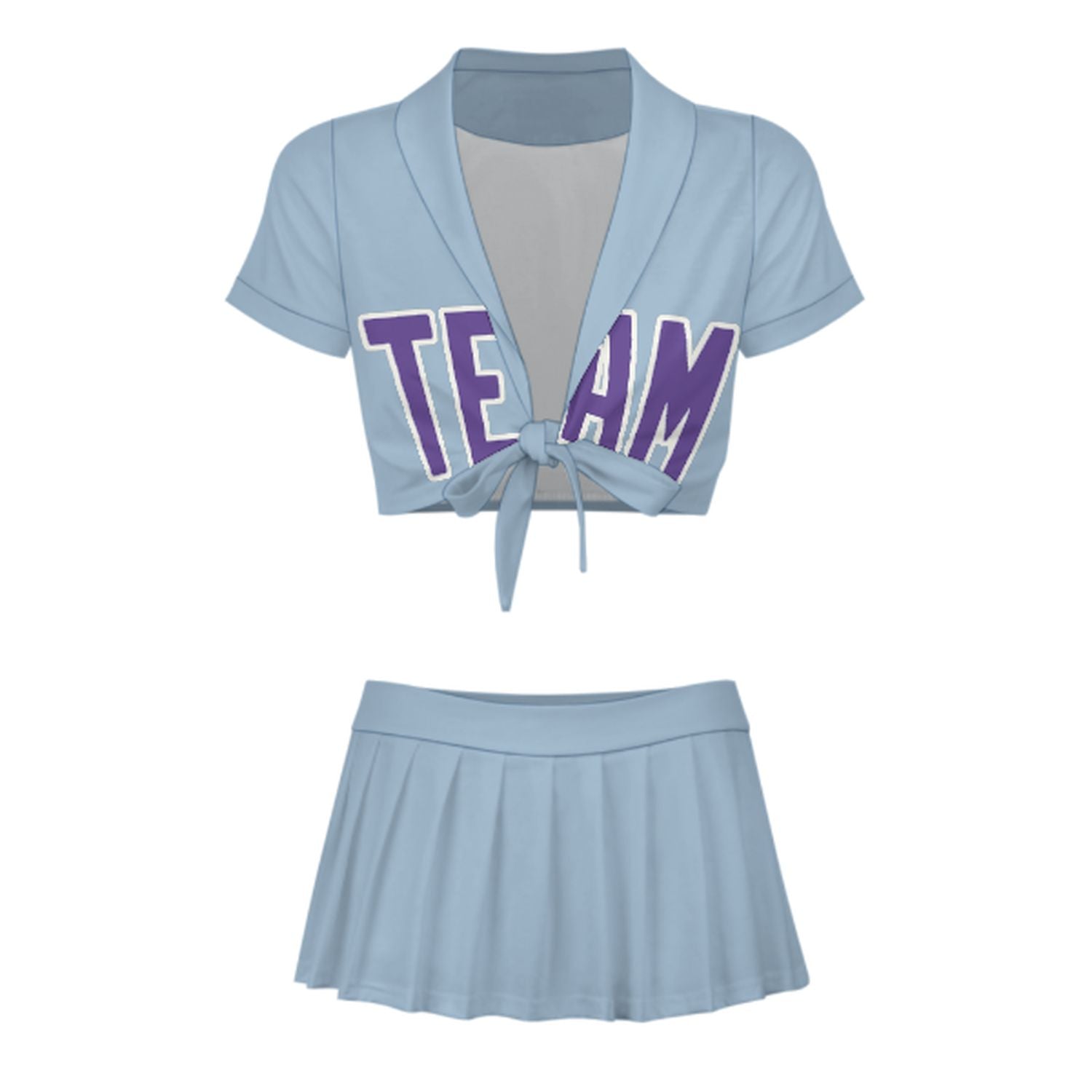 Completo personalizzato da cheerleader azzurro lavanda