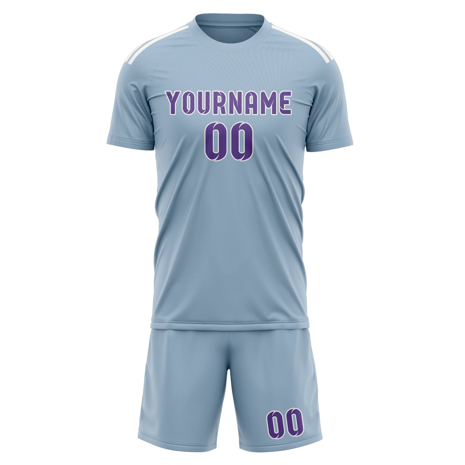 Maßgeschneidertes Professionelles Hellblau Lavendel Fußballtrikot-Set