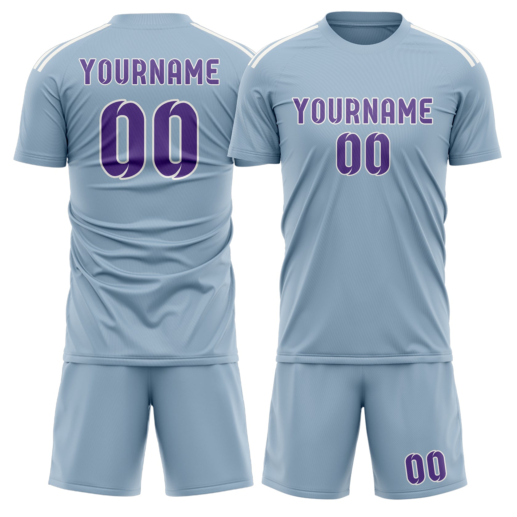 Maßgeschneidertes Professionelles Hellblau Lavendel Fußballtrikot-Set