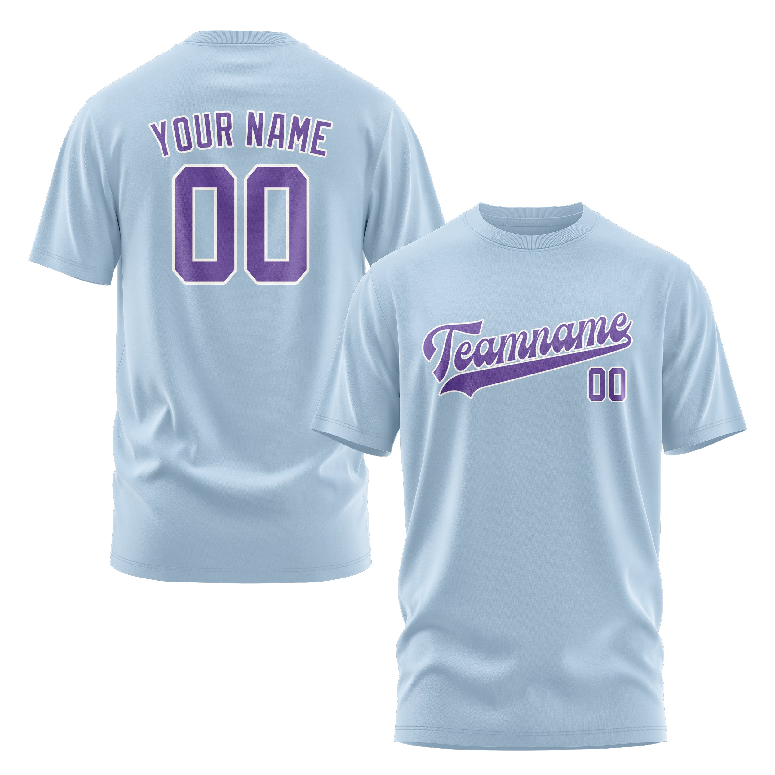 Maßgeschneidertes Hellblau Lavendel T-Shirt