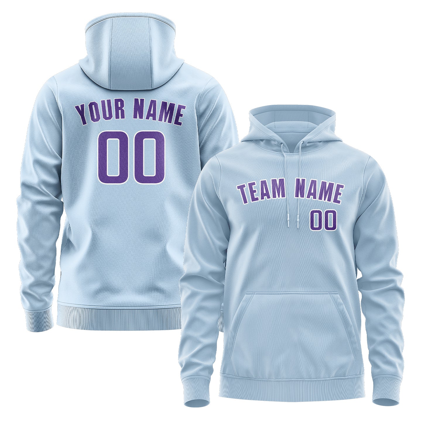Maßgeschneidertes Hellblau Lavendel Hoodie
