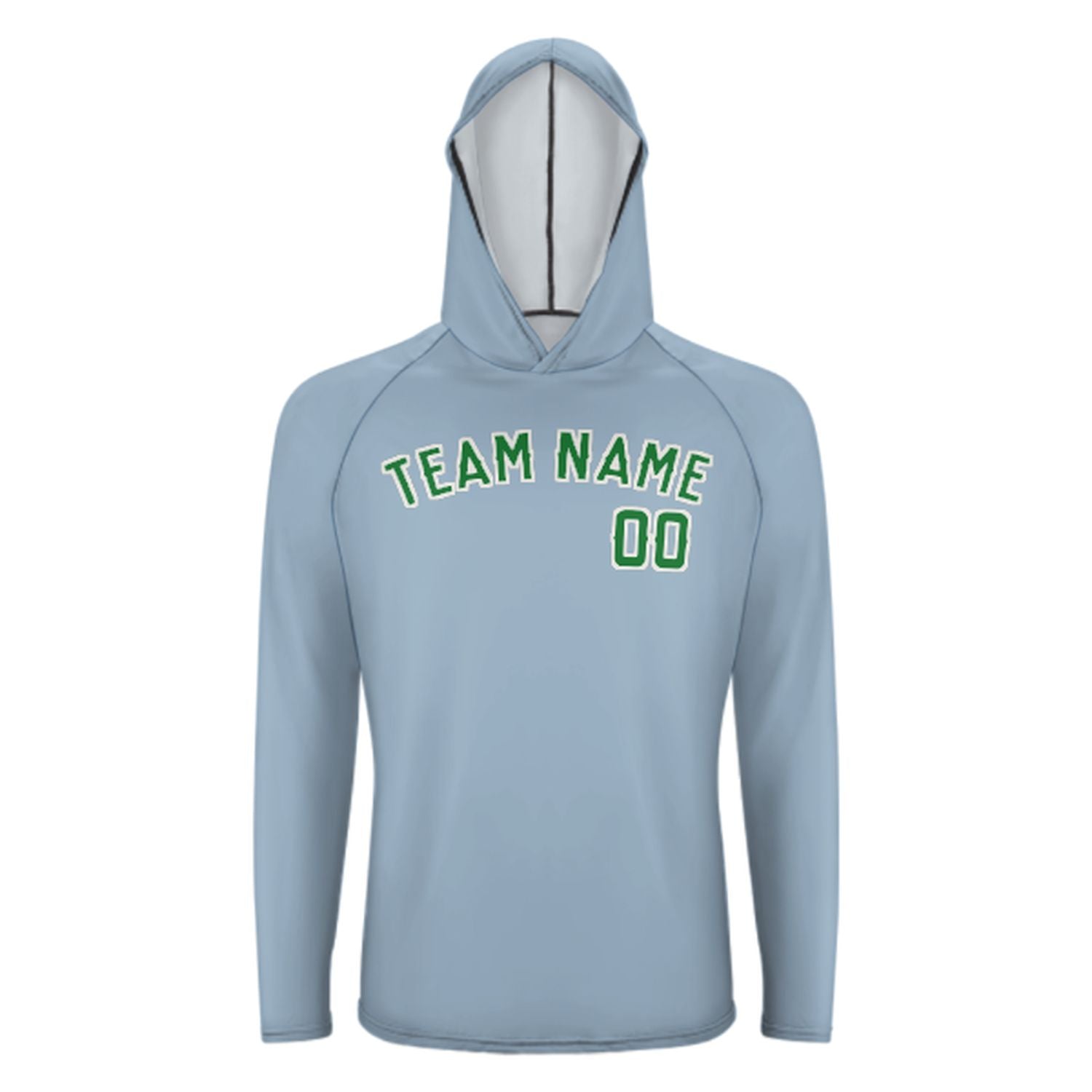 Maßgeschneidertes Hellblau Smaragdgrün UV-Hoodie
