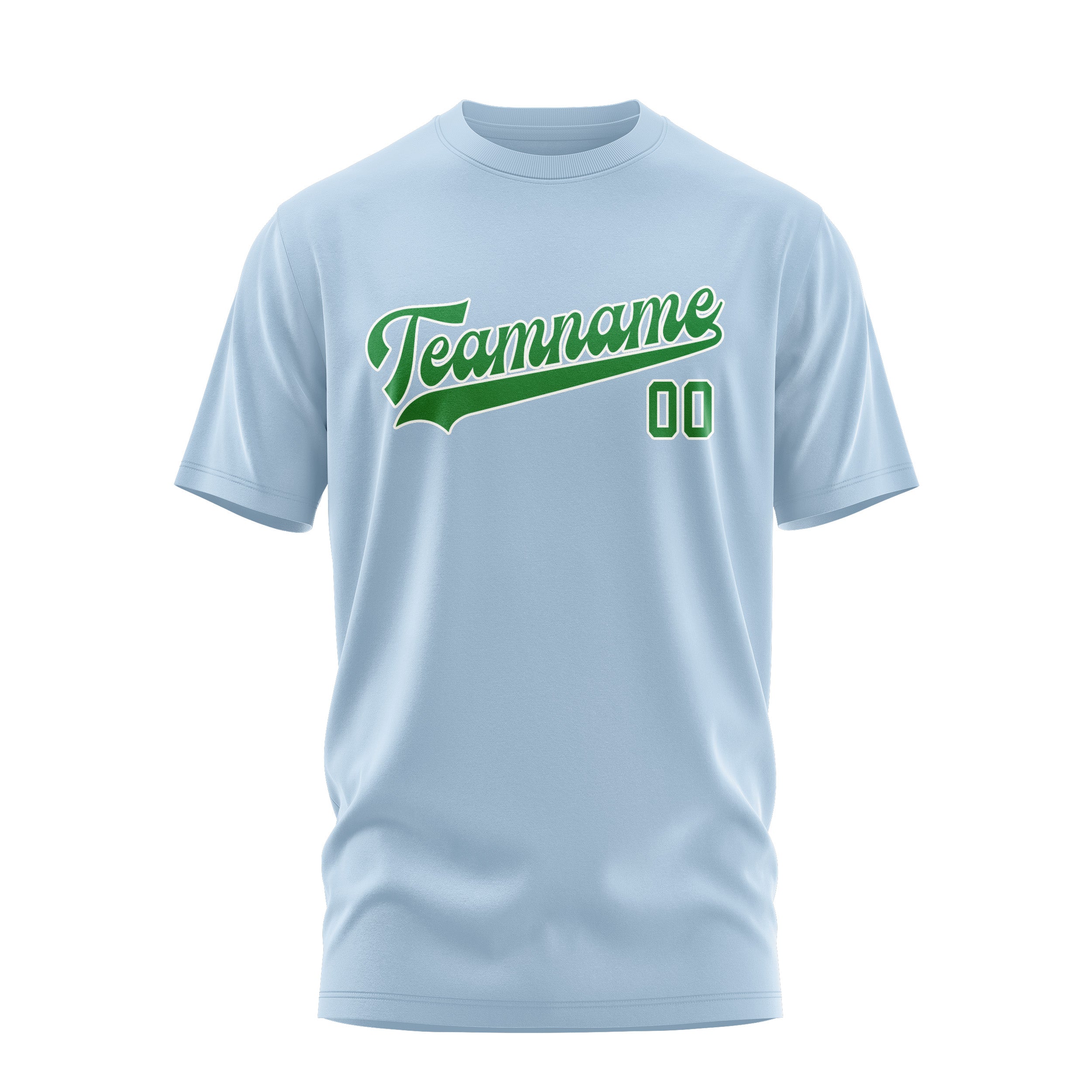 Maßgeschneidertes Hellblau Smaragdgrün T-Shirt