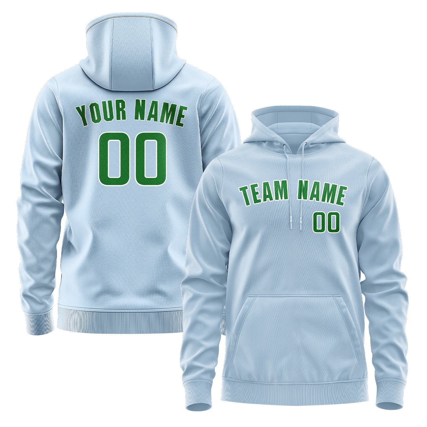 Maßgeschneidertes Hellblau Smaragdgrün Hoodie