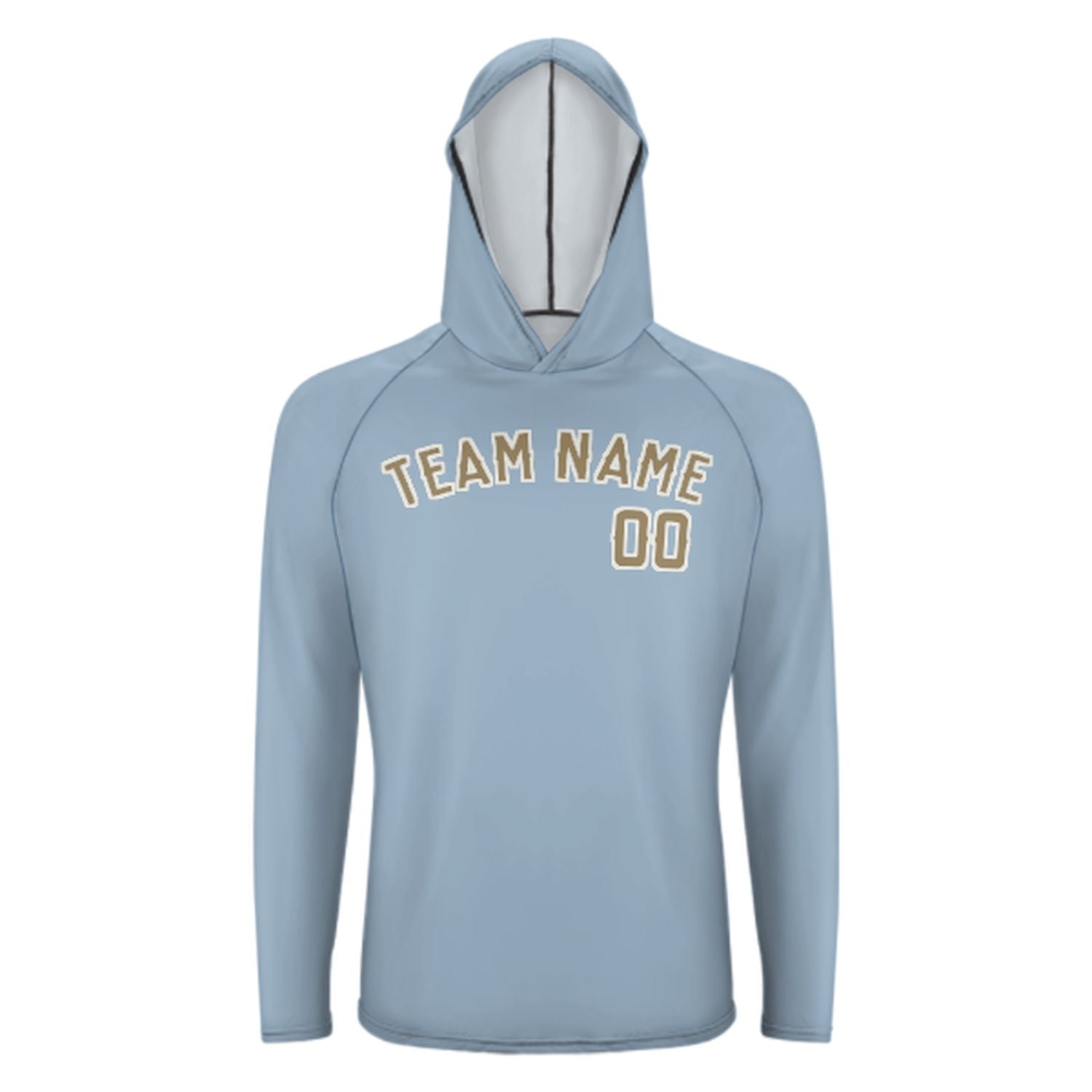 Maßgeschneidertes Hellblau Hellkhaki UV-Hoodie