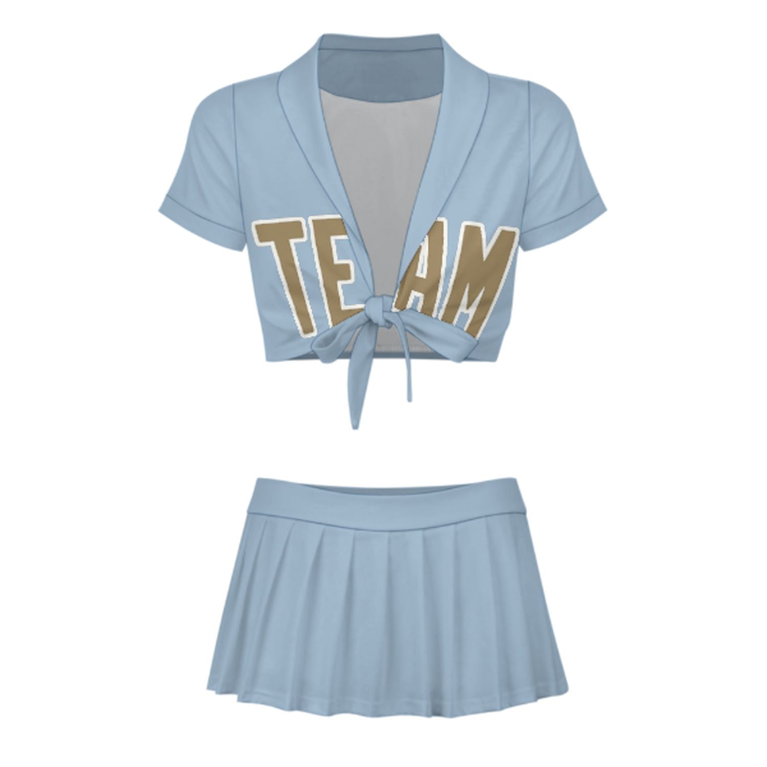 Completo da cheerleader personalizzato azzurro chiaro cachi chiaro