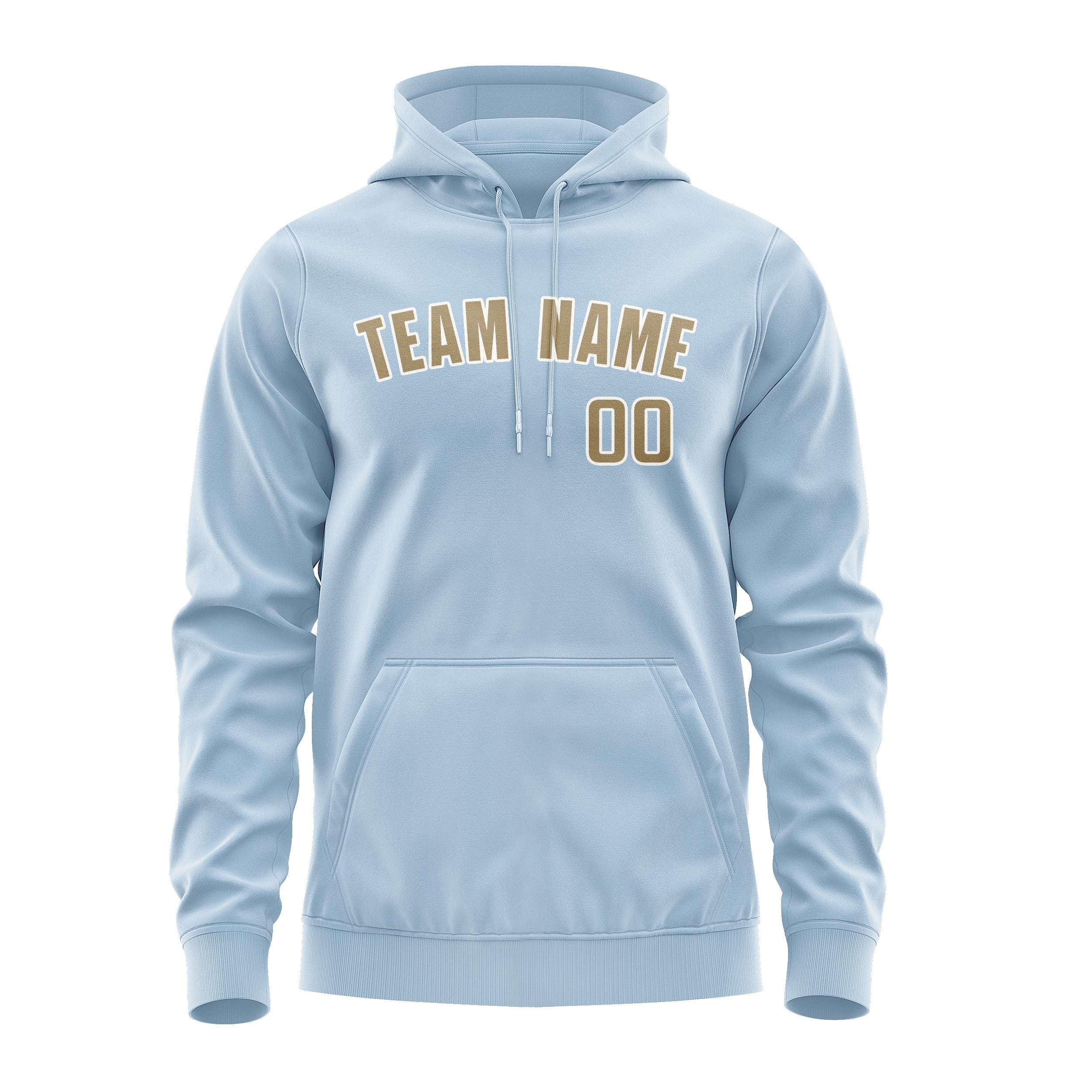 Maßgeschneidertes Hellblau Hellkhaki Hoodie