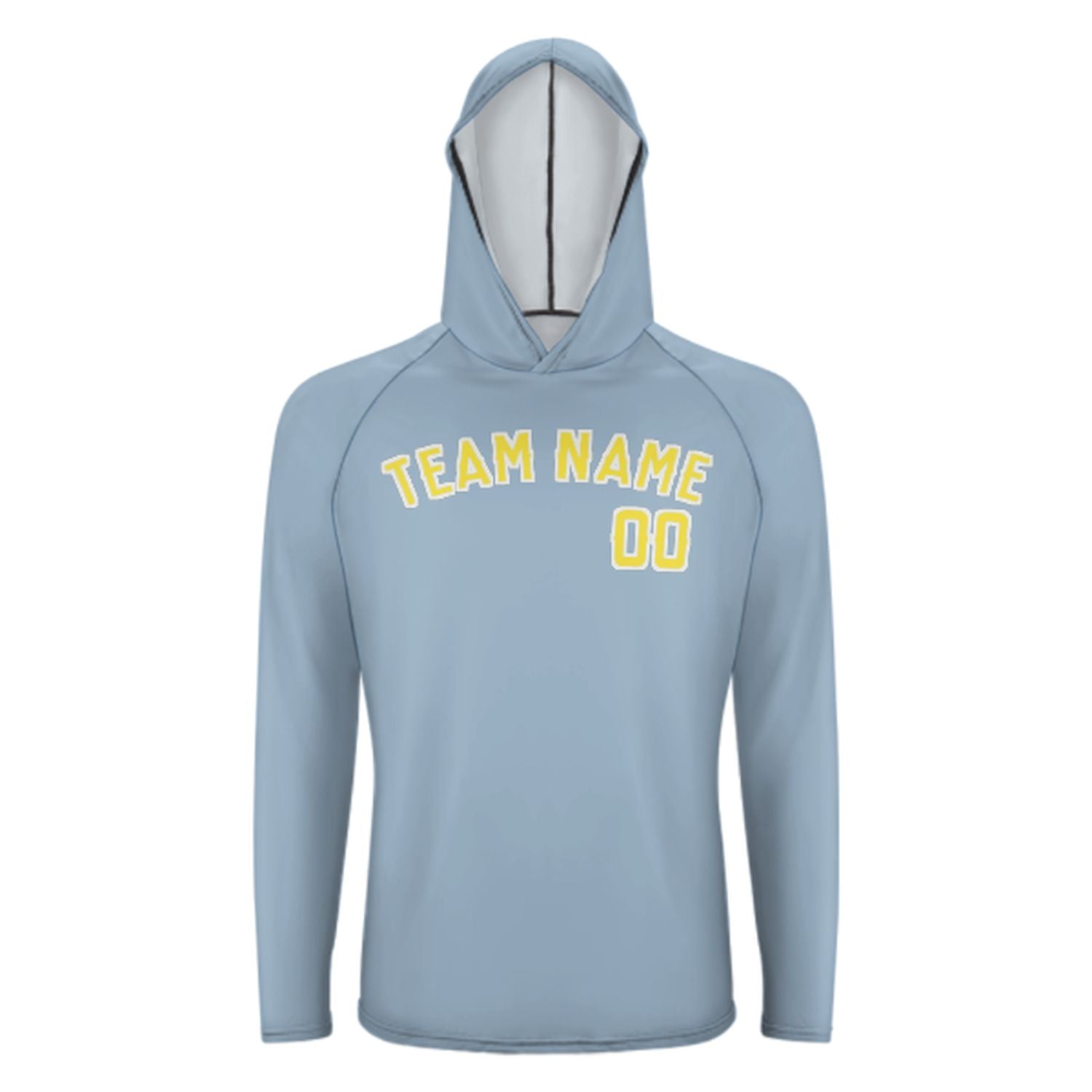 Maßgeschneidertes Hellblau Blassgelb UV-Hoodie