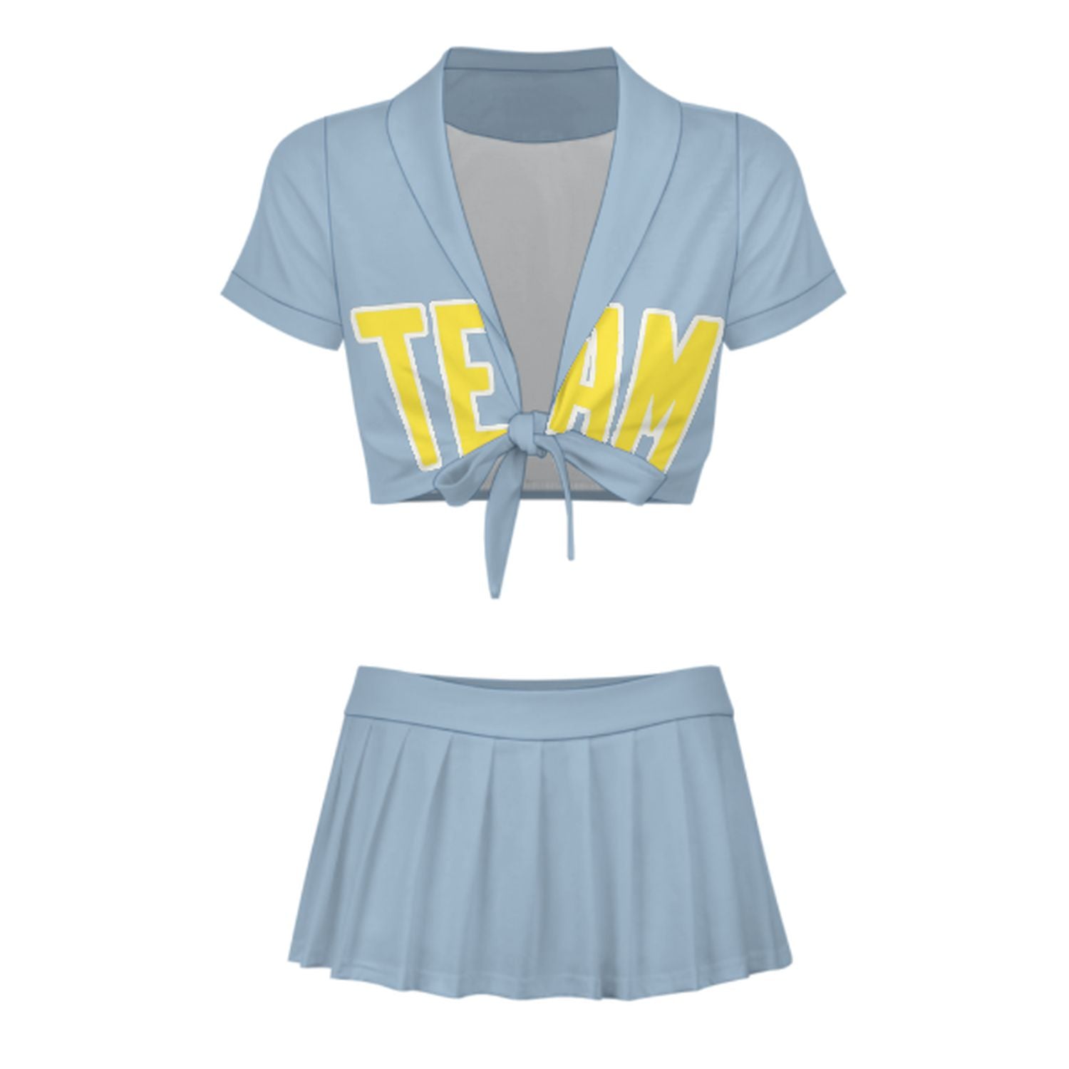 Completo da cheerleader personalizzato azzurro chiaro giallo pallido