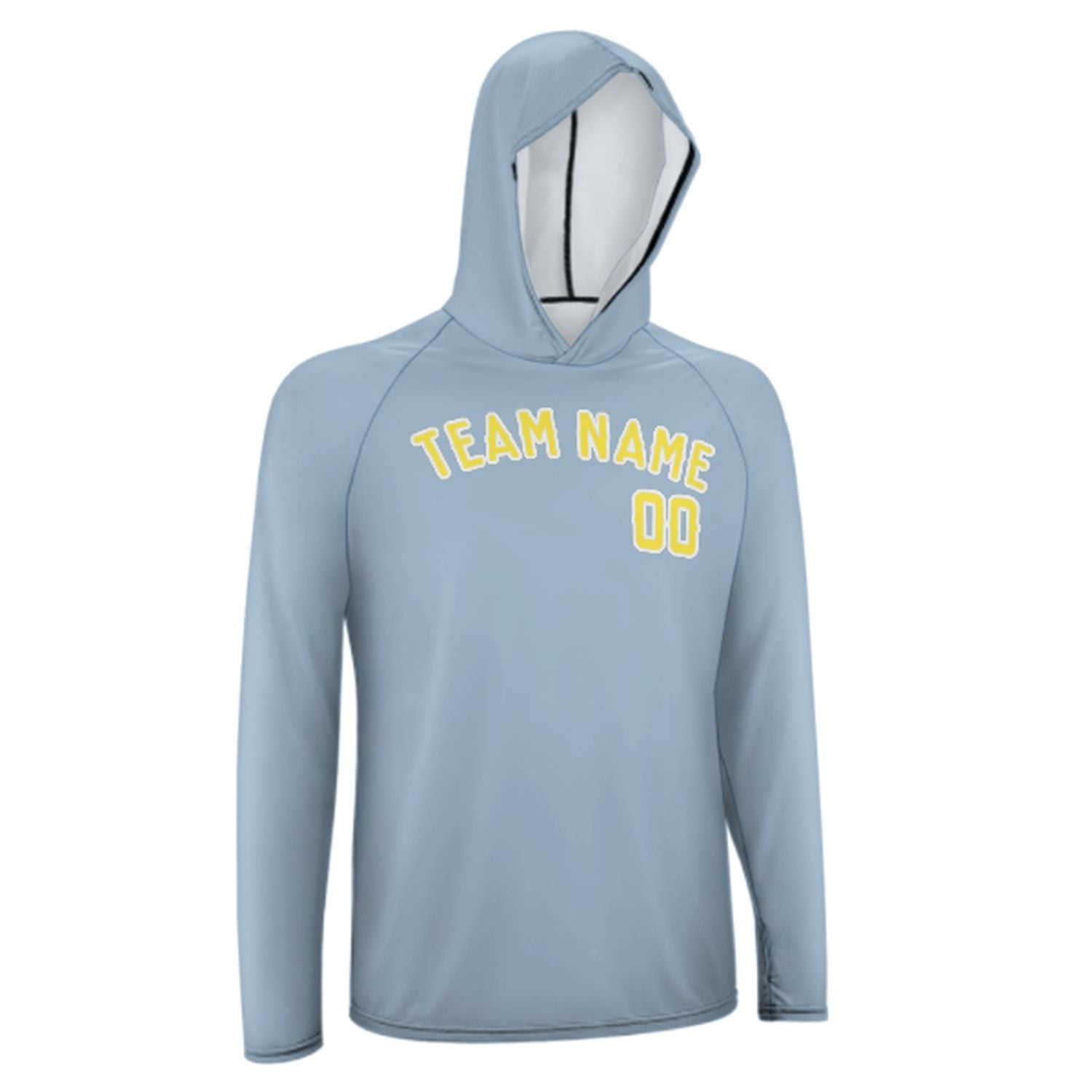 Maßgeschneidertes Hellblau Blassgelb UV-Hoodie