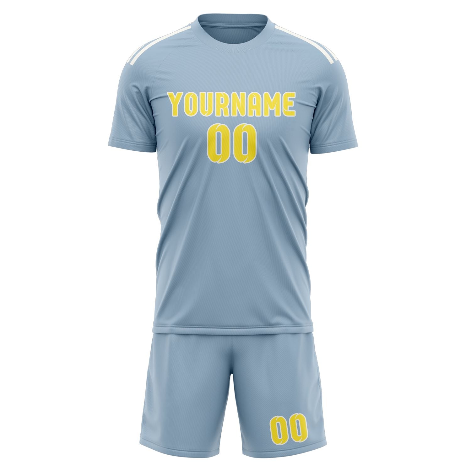 Maßgeschneidertes Professionelles Hellblau Blassgelb Fußballtrikot-Set