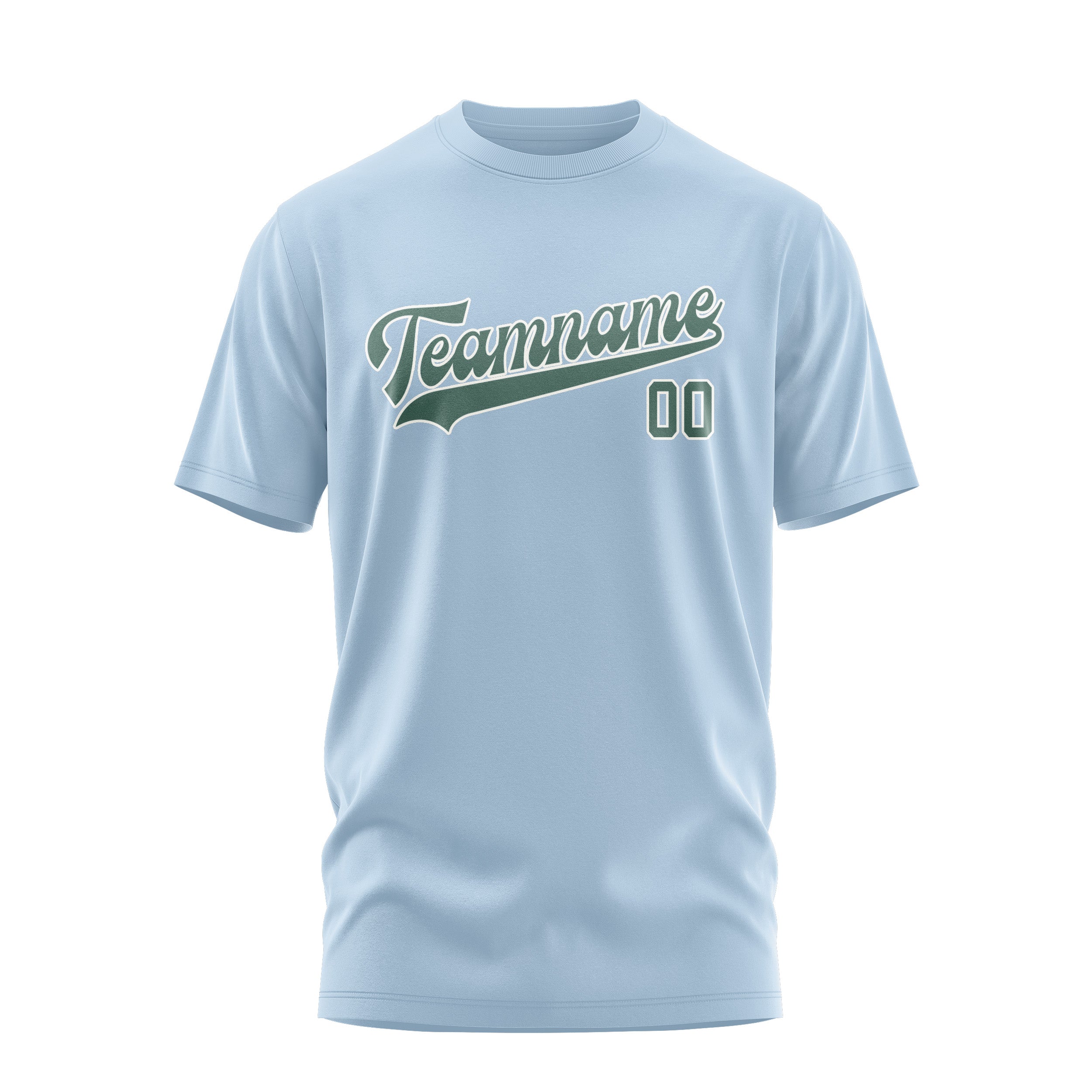 Maßgeschneidertes Hellblau Blaugrün T-Shirt