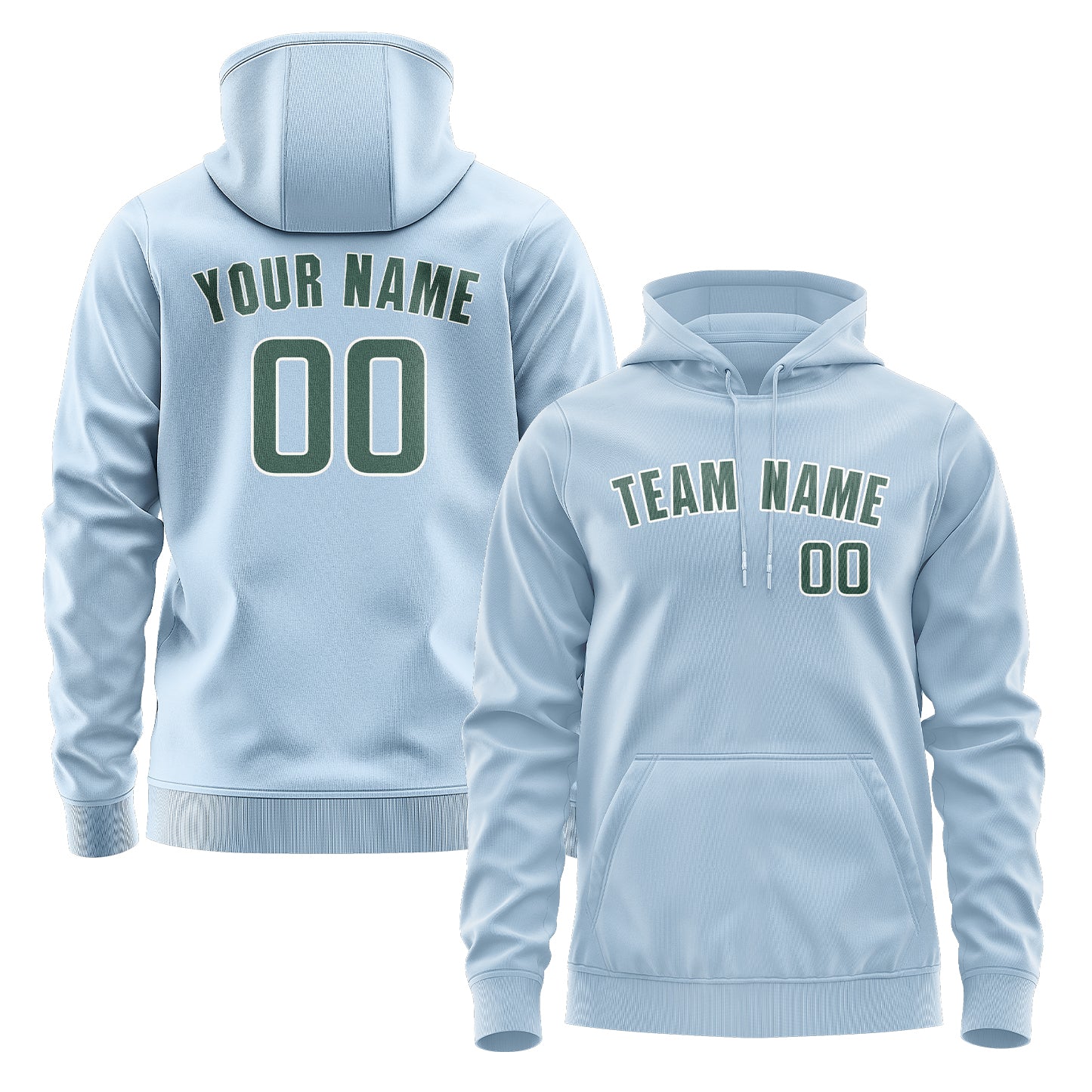 Maßgeschneidertes Hellblau Blaugrün Hoodie