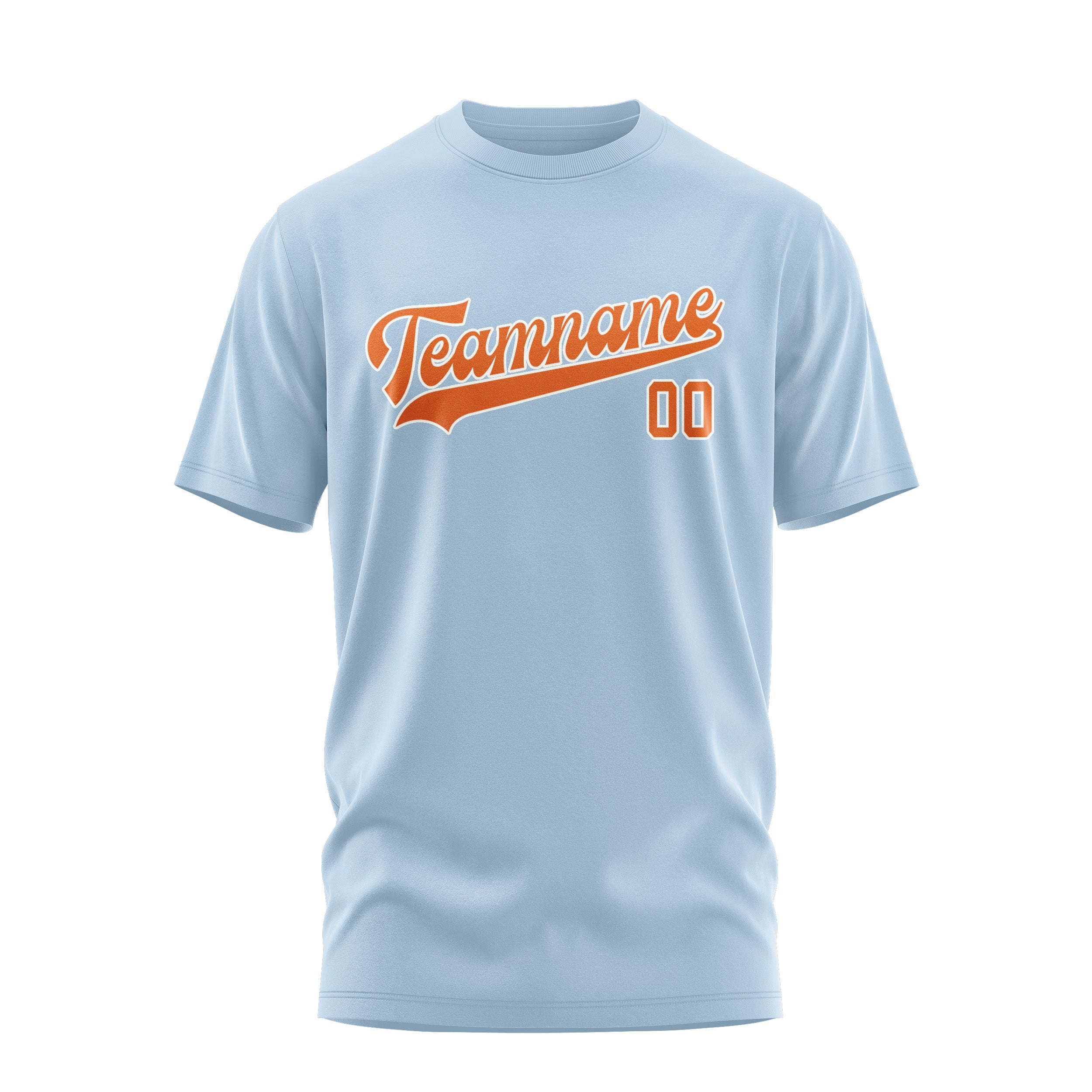 Maßgeschneidertes Hellblau Orange T-Shirt