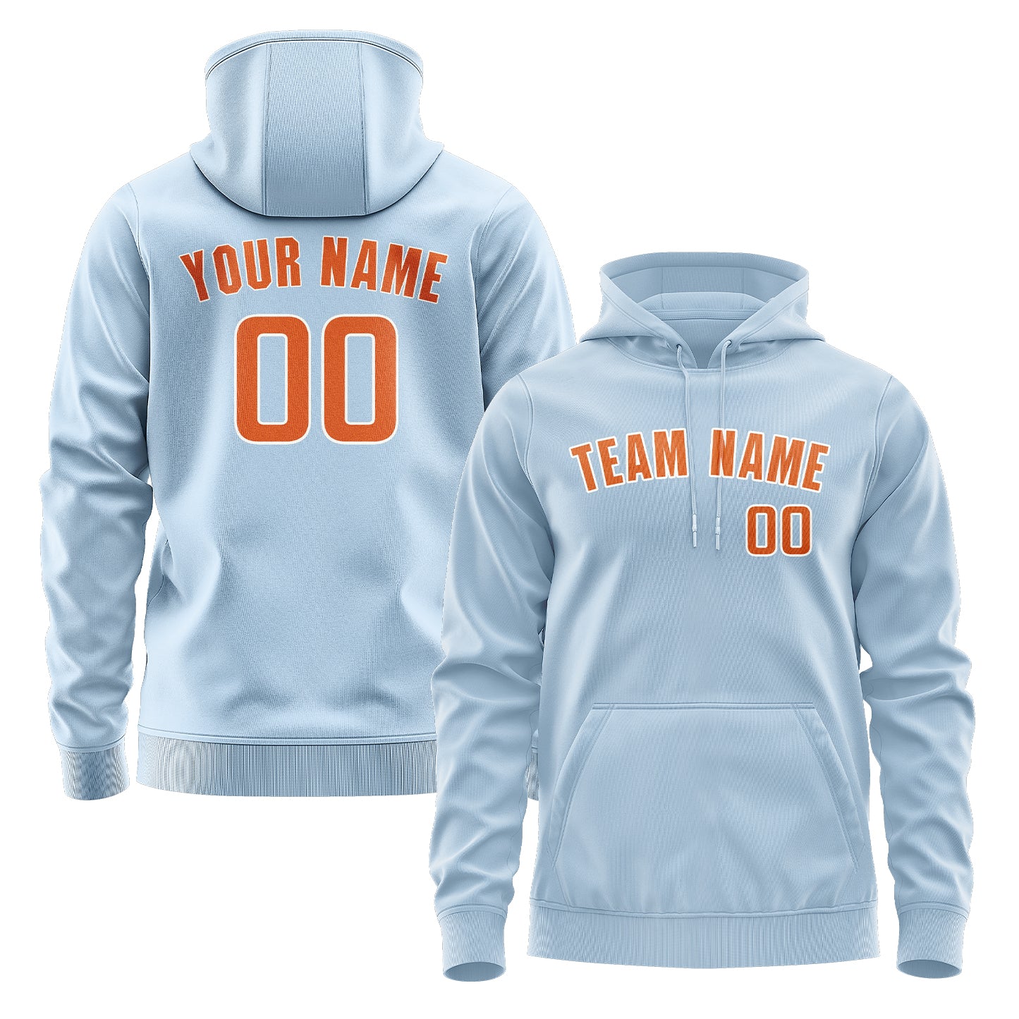 Maßgeschneidertes Hellblau Orange Hoodie
