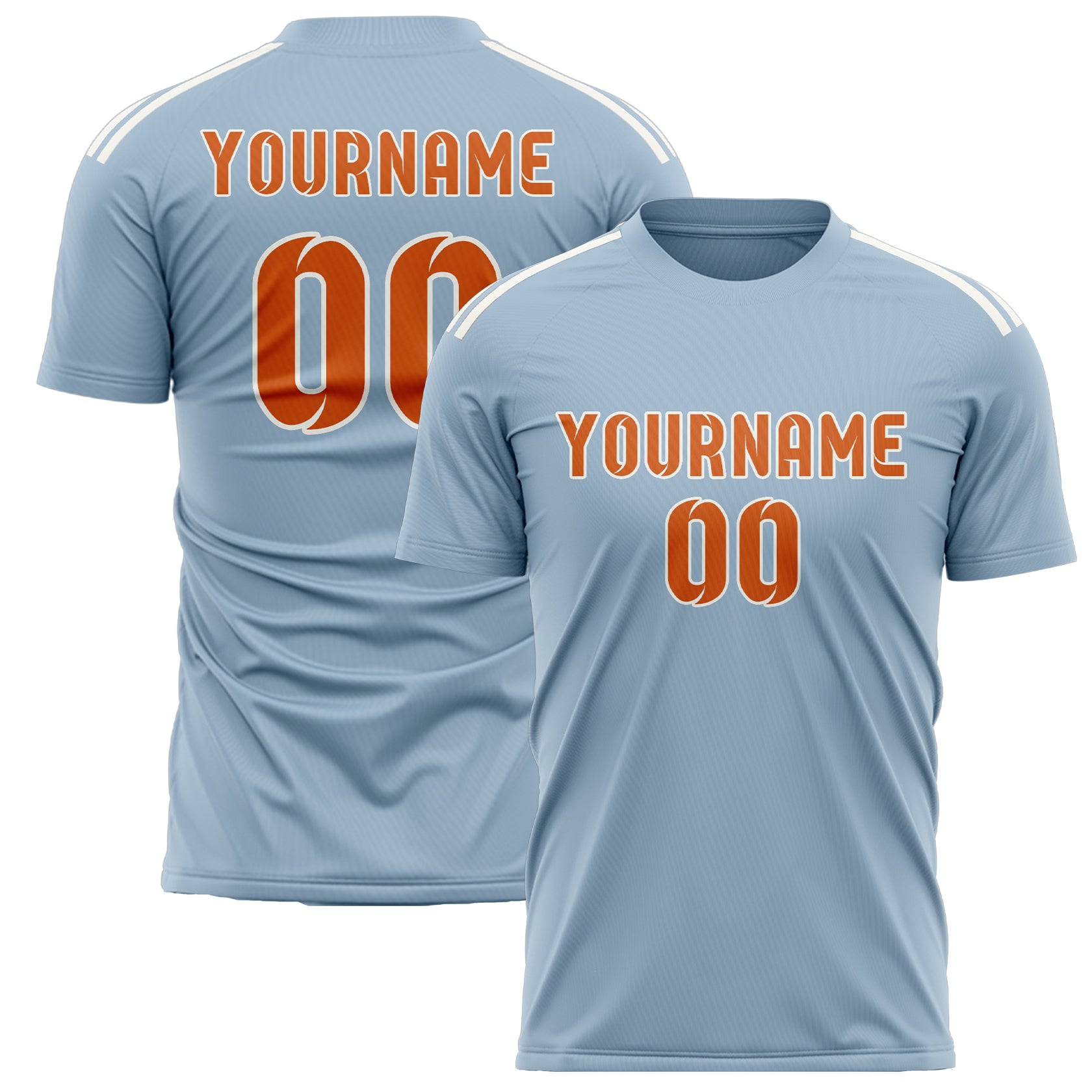 Benutzerdefiniertes Professionelles Hellblau Orange Fußballtrikot