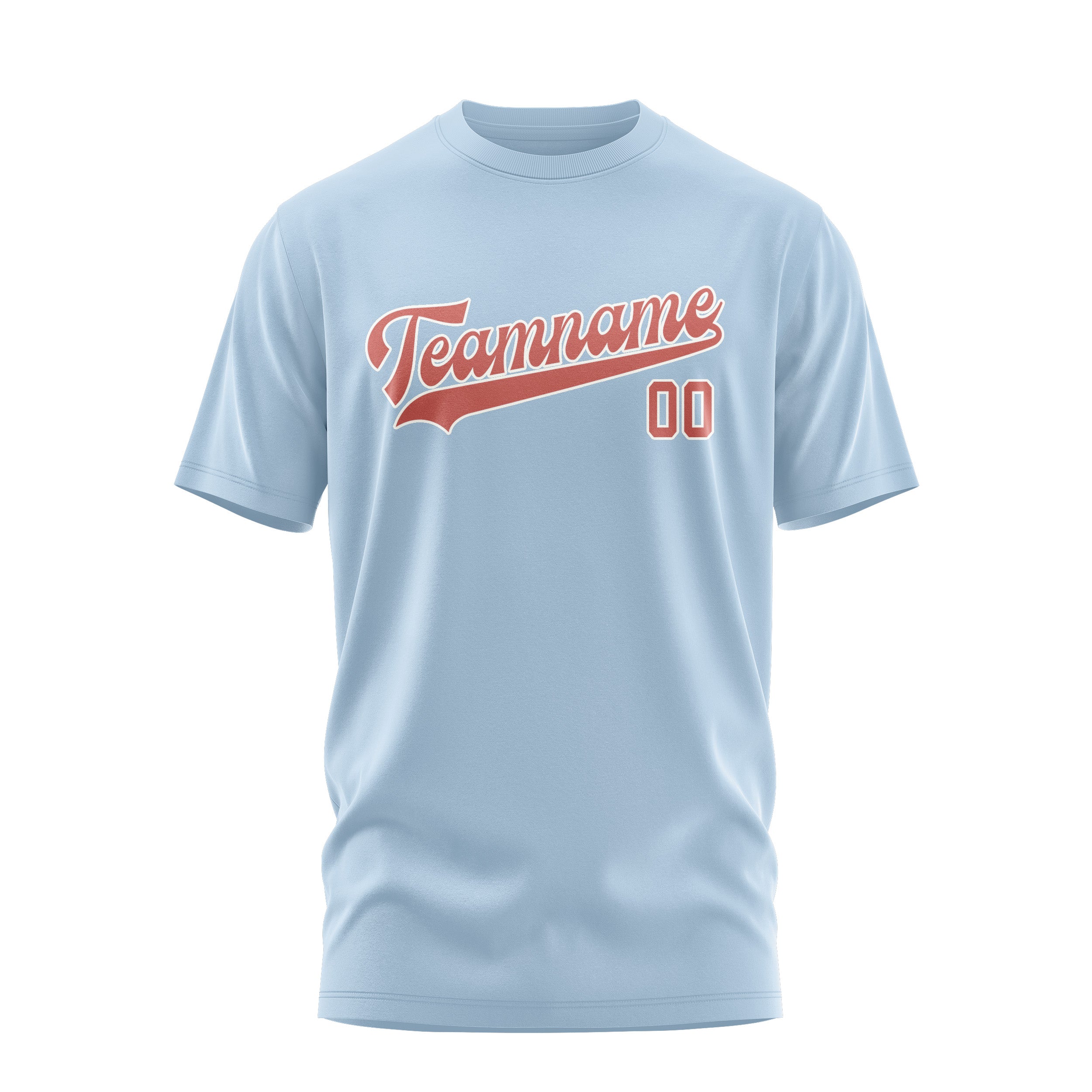 Maßgeschneidertes Hellblau Kupferrose T-Shirt