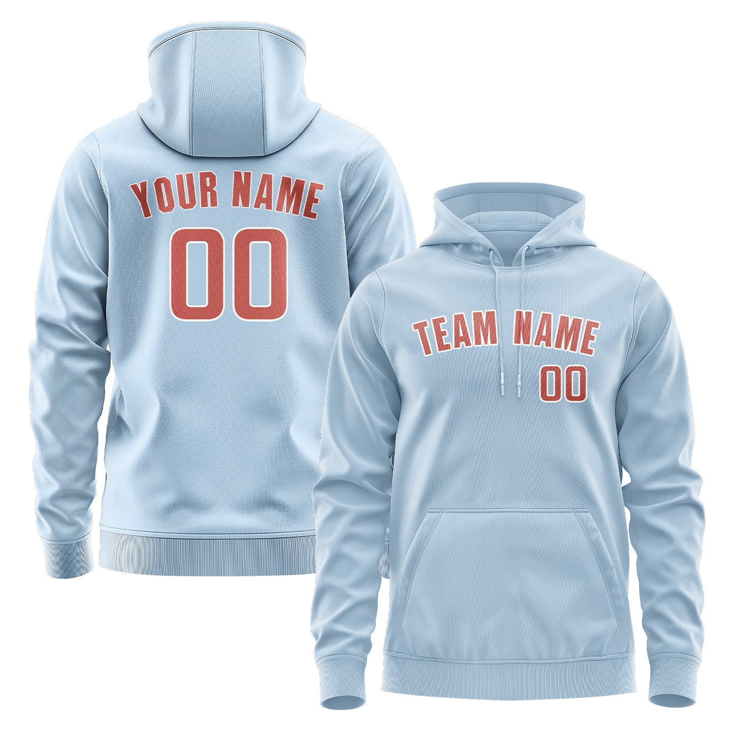 Maßgeschneidertes Hellblau Kupferrose Hoodie