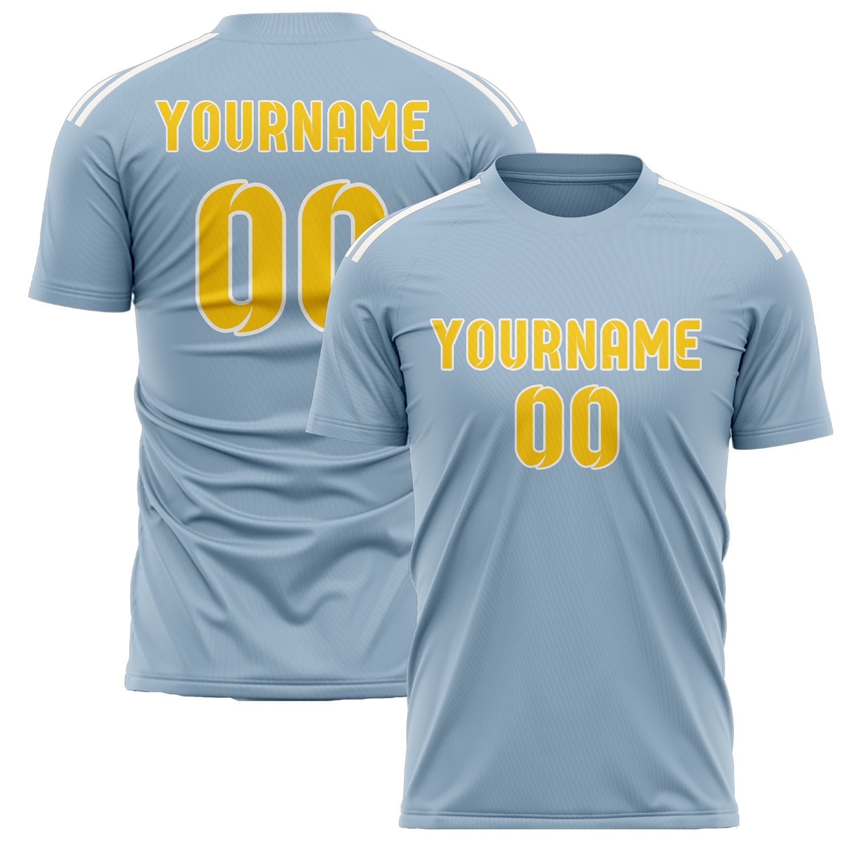 Benutzerdefiniertes Professionelles Hellblau Gold Fußballtrikot