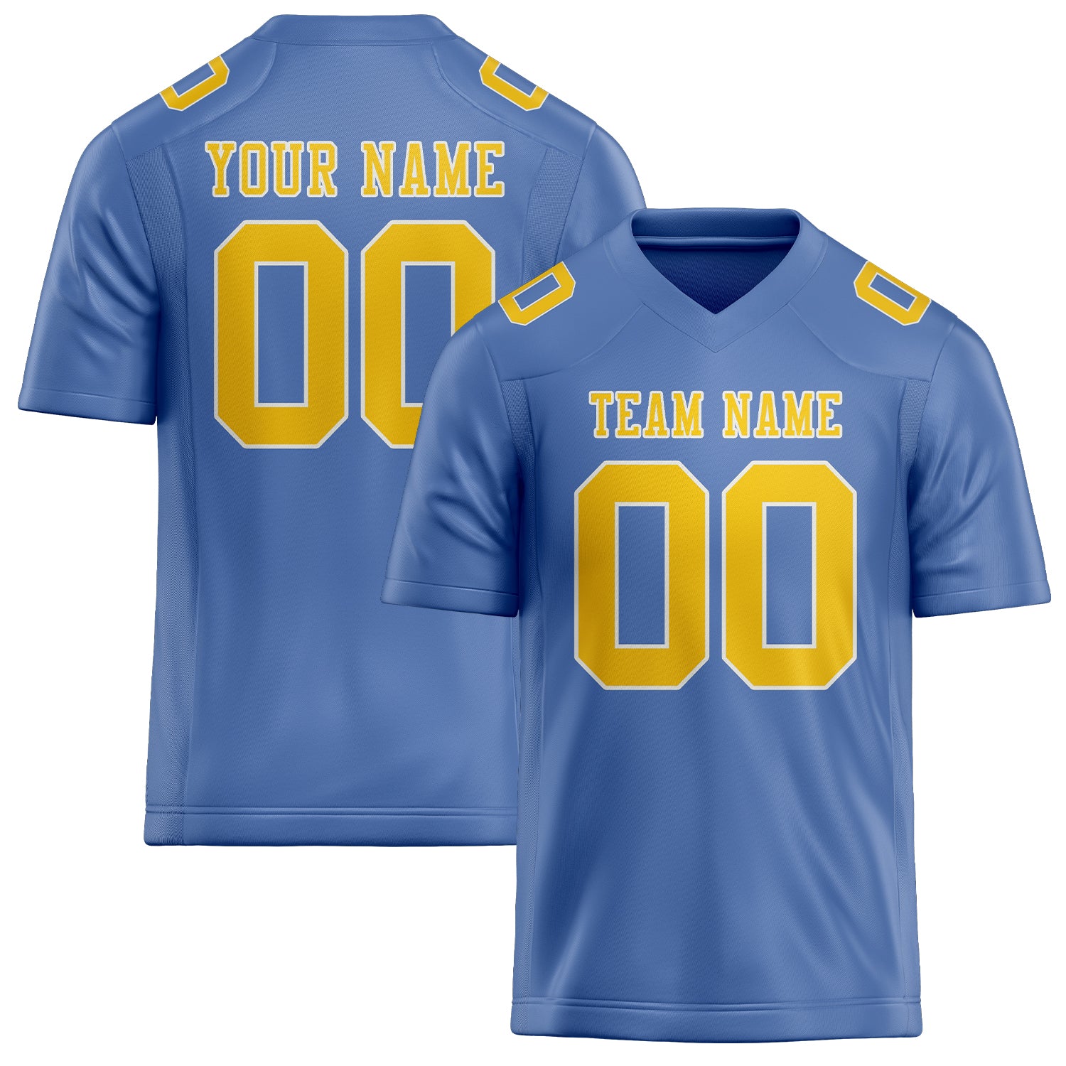 Maßgeschneidertes Professionelles Hellblau Gold Rugbytrikot