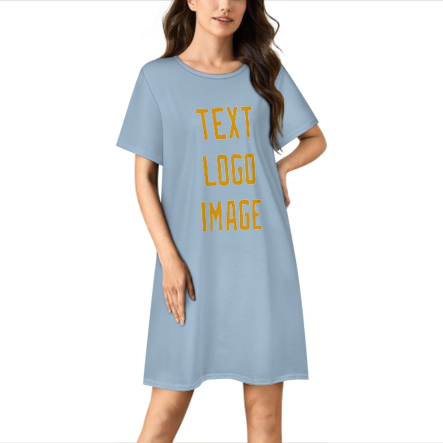 Camicia da notte su misura azzurra e gialla
