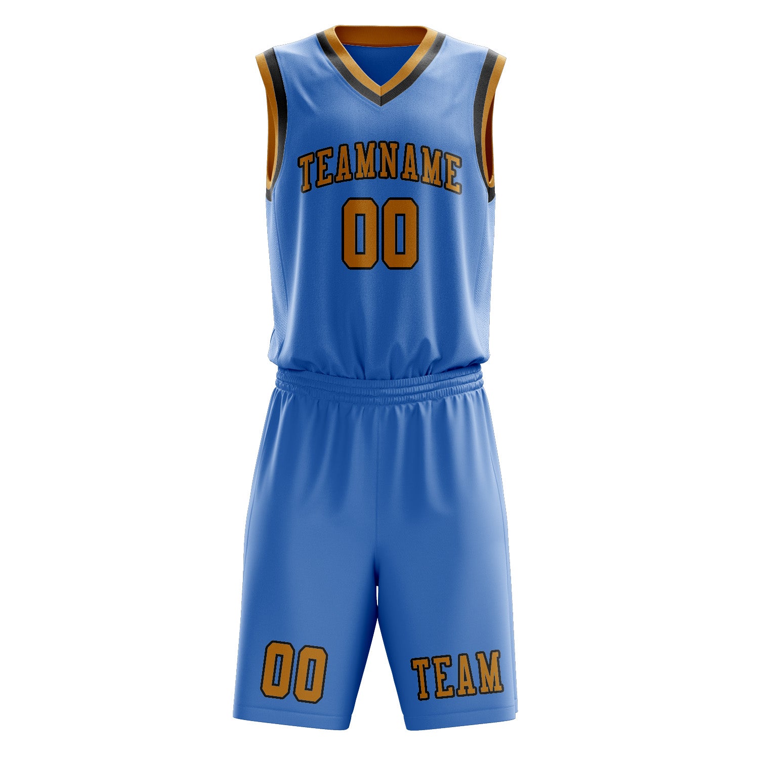 Benutzerdefiniertes Professionelles Hellblau Gelb Basketballtrikot-Set