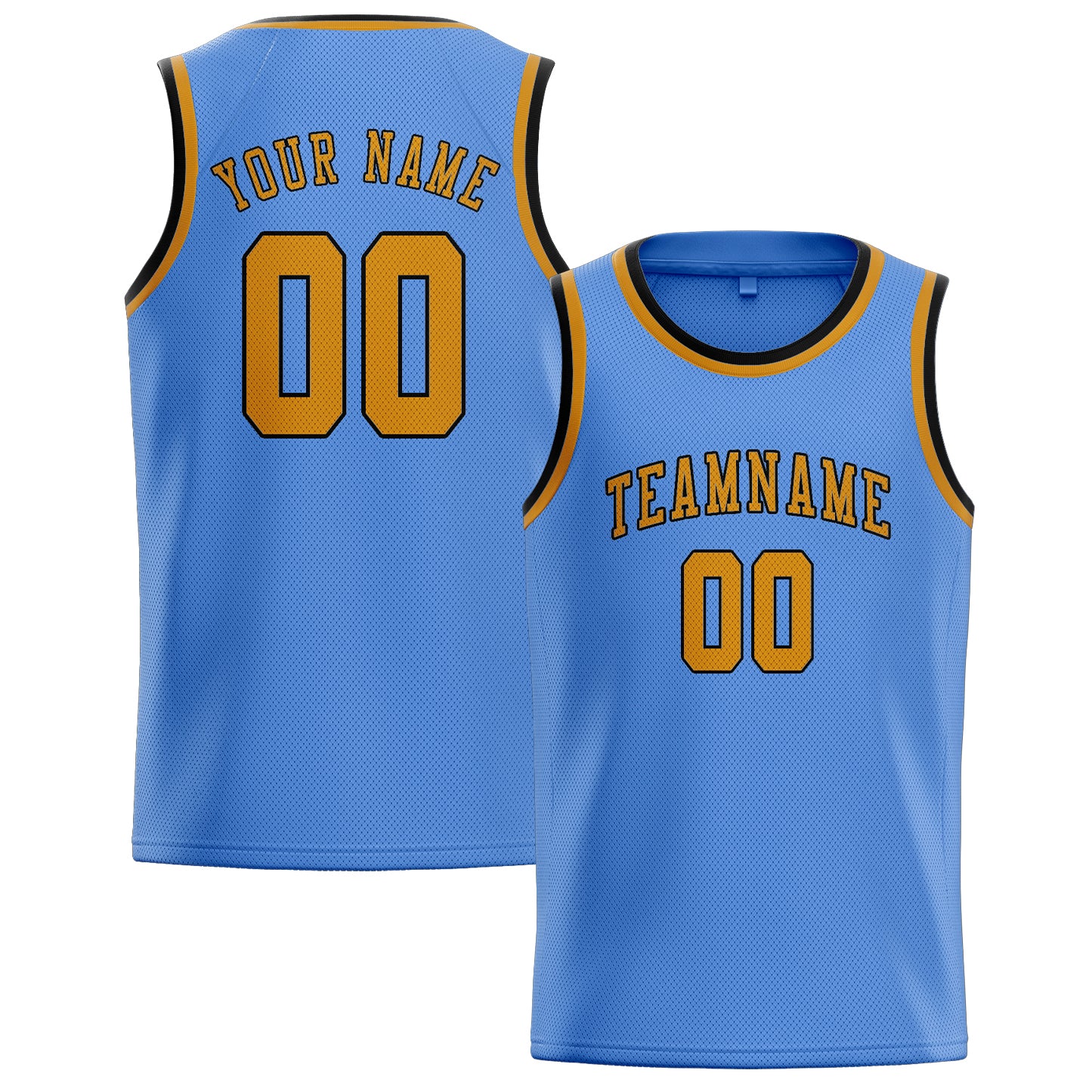 Benutzerdefiniertes Professionelles Hellblau Gelb Basketballtrikot