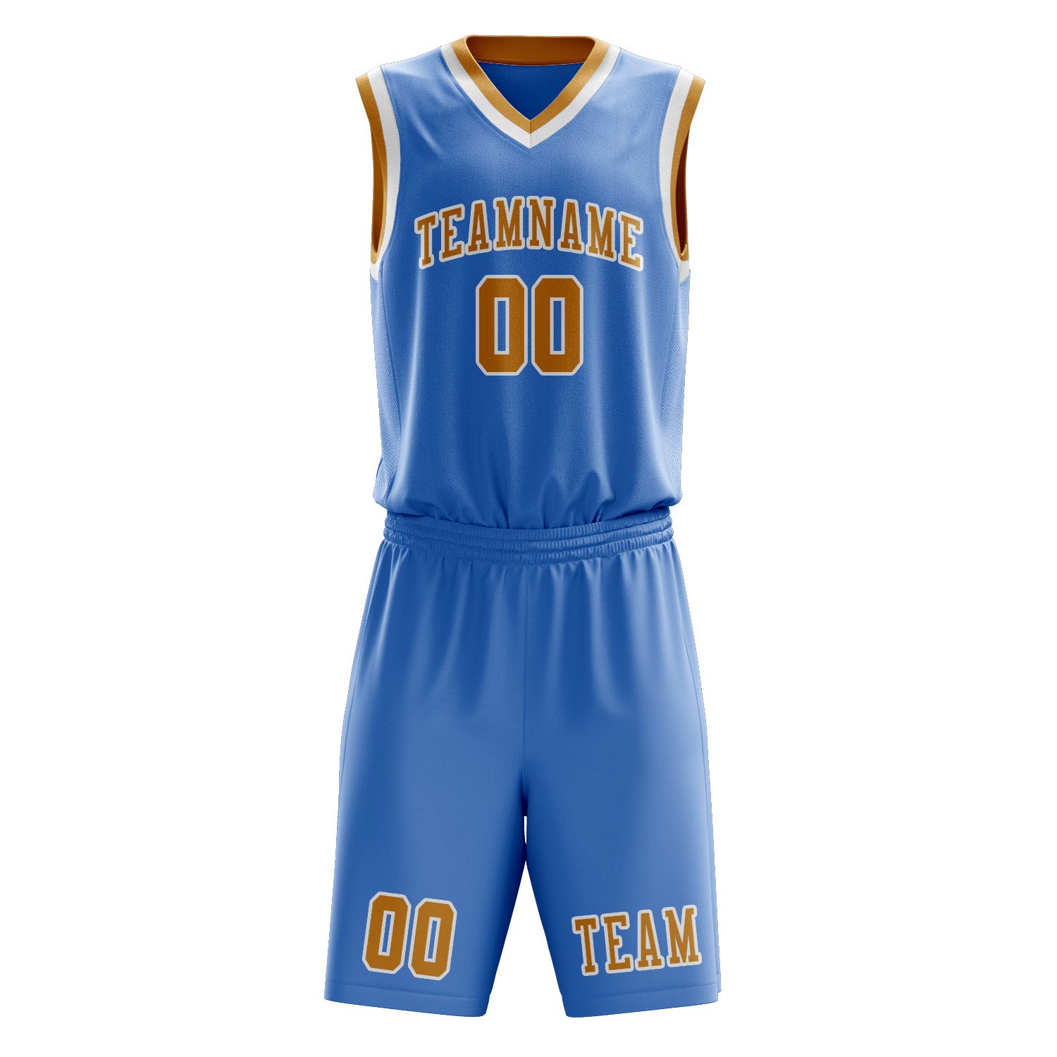 Benutzerdefiniertes Professionelles Hellblau Gelb Basketballtrikot-Set