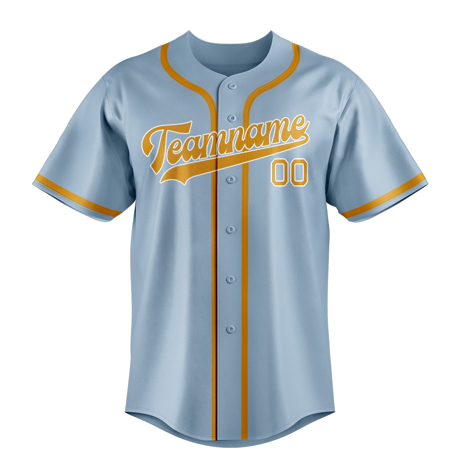 Benutzerdefiniertes Professionelles Hellblau Gelb Baseballtrikot