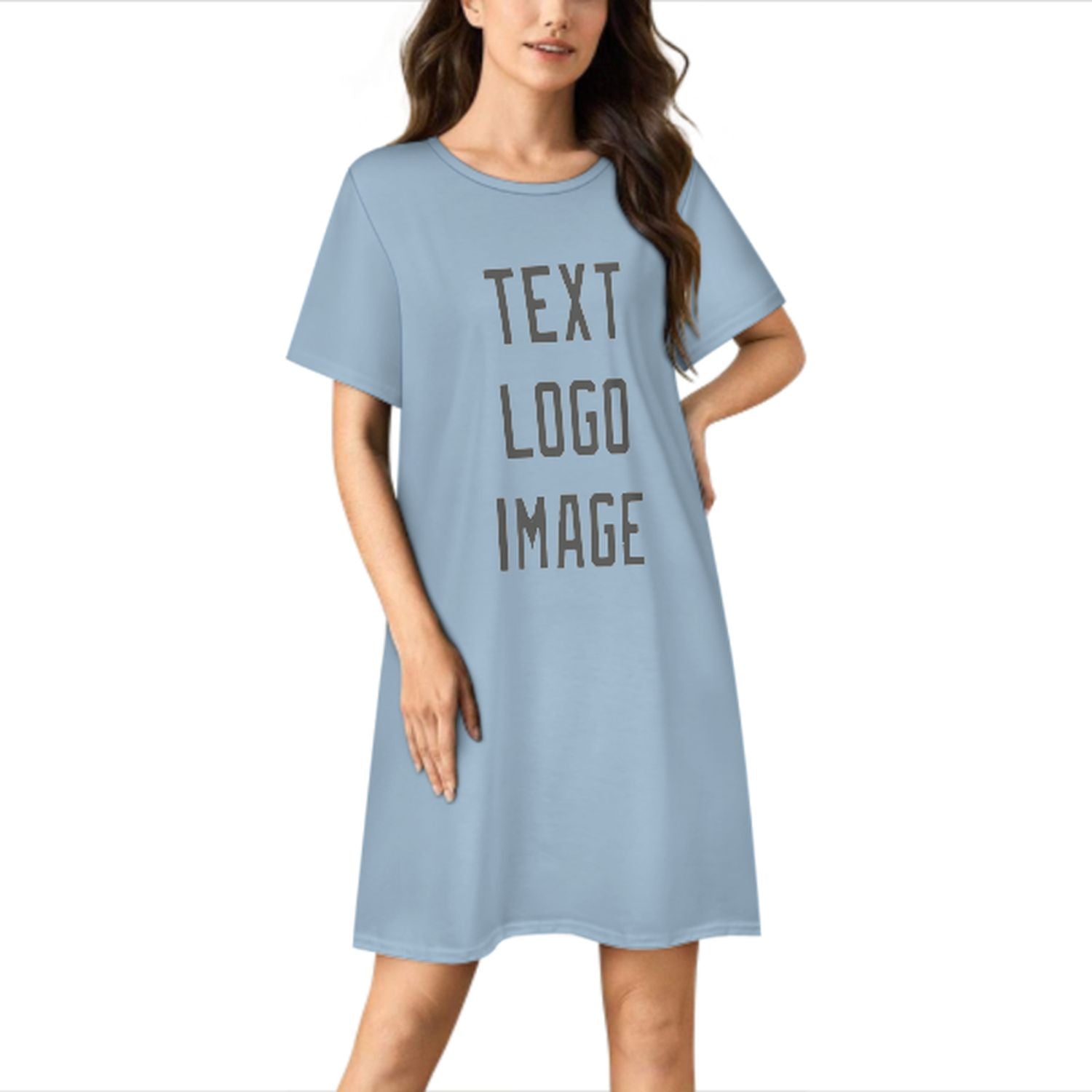 Camicia da notte su misura blu chiaro grigio scuro