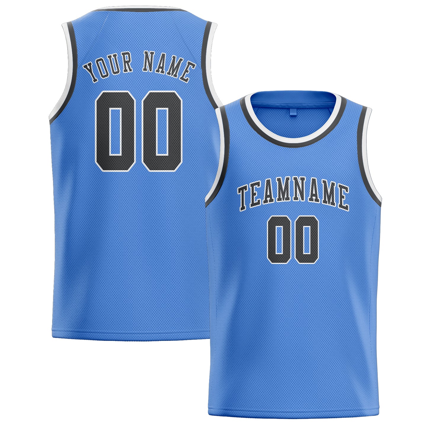 Benutzerdefiniertes Professionelles Hellblau Dunkelgrau Basketballtrikot