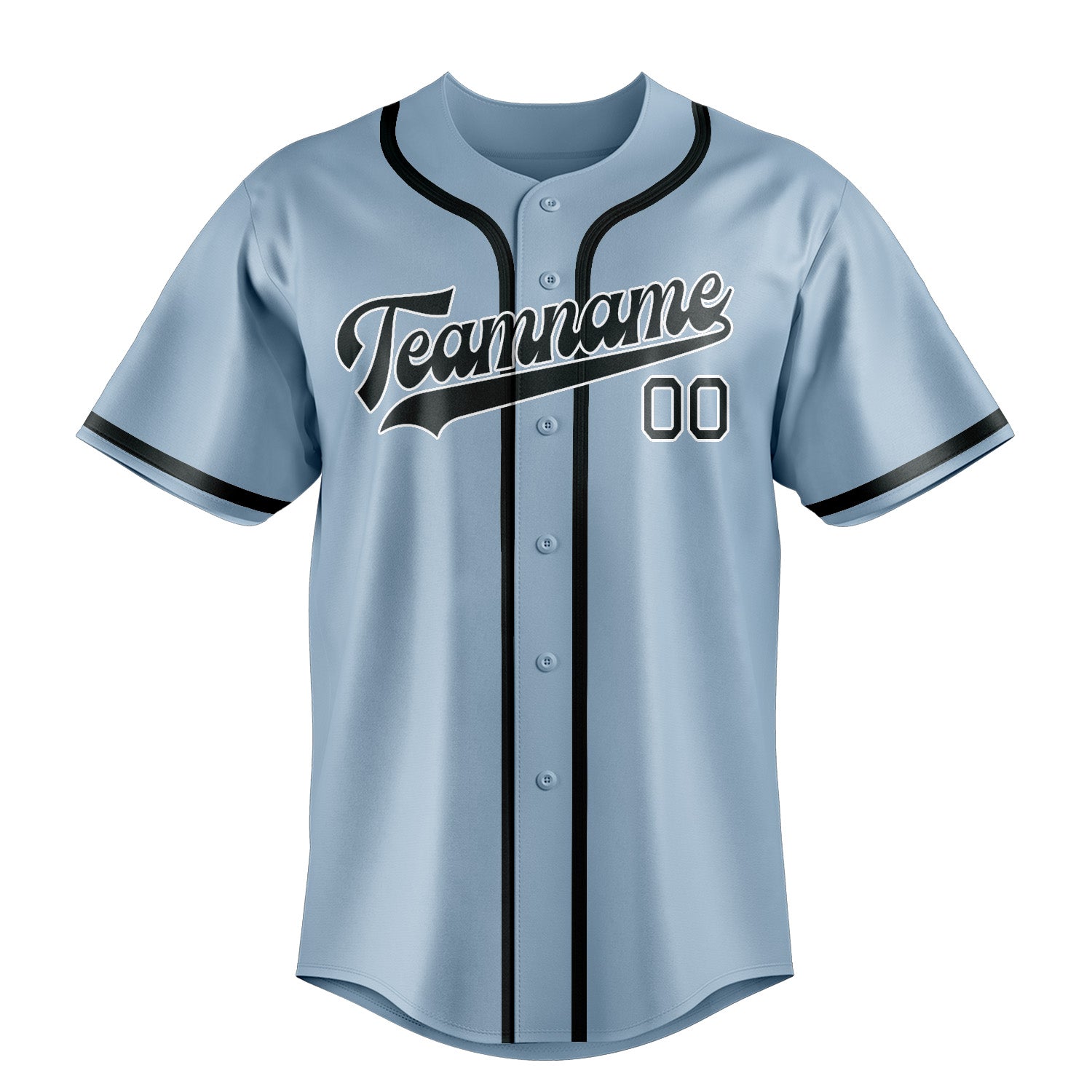 Benutzerdefiniertes Professionelles Hellblau Dunkelgrau Baseballtrikot