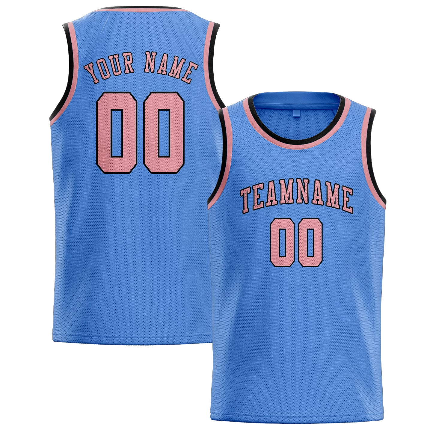 Benutzerdefiniertes Professionelles Hellblau Rosa Basketballtrikot