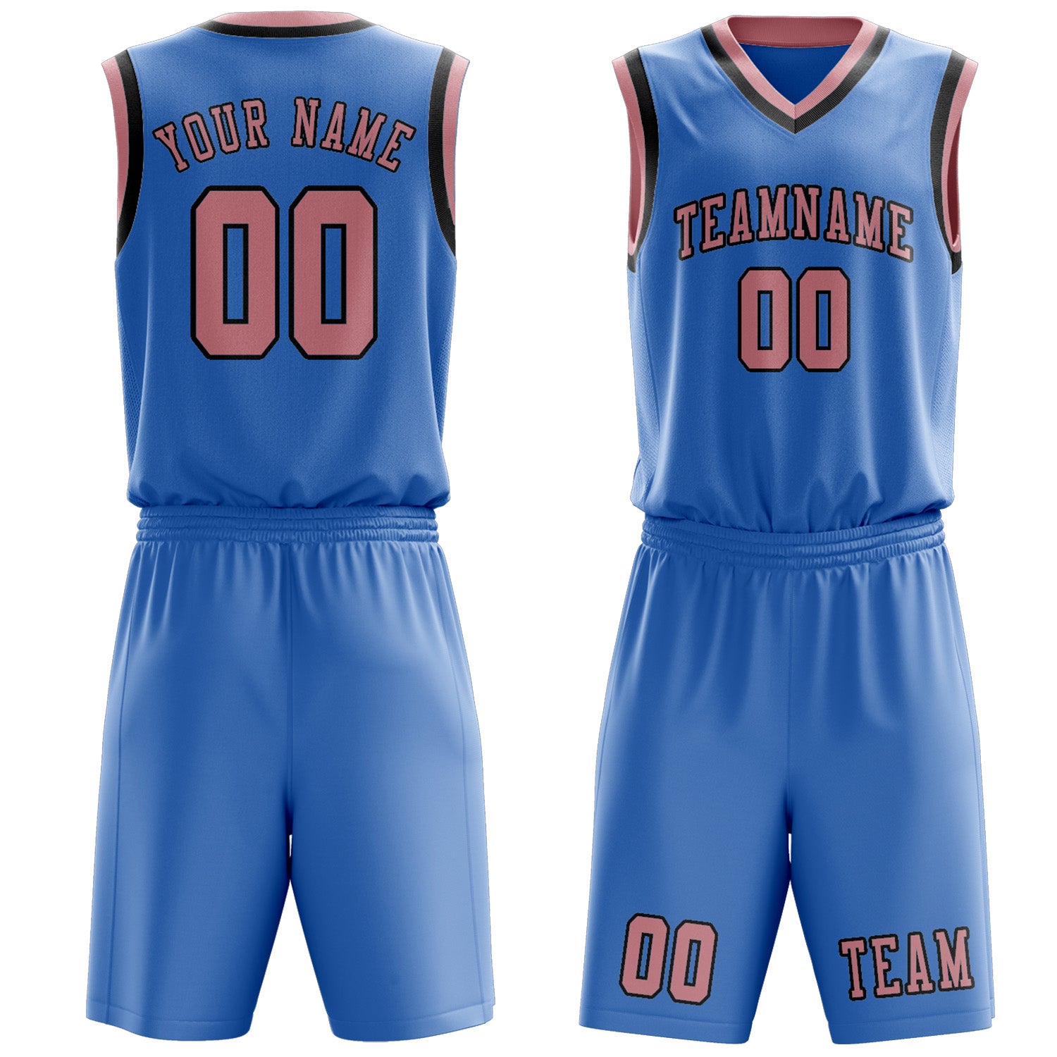 Benutzerdefiniertes Professionelles Hellblau Rosa Basketballtrikot-Set