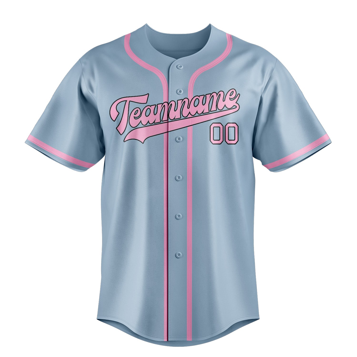 Benutzerdefiniertes Professionelles Hellblau Rosa Baseballtrikot