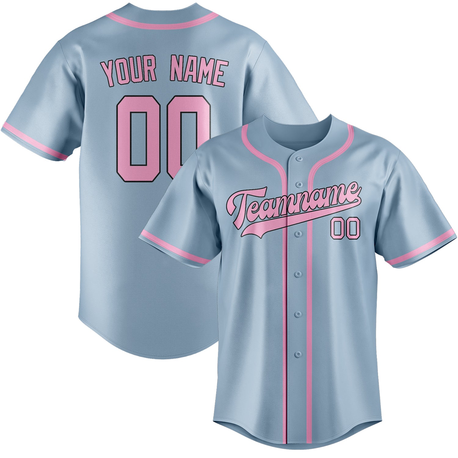 Benutzerdefiniertes Professionelles Hellblau Rosa Baseballtrikot