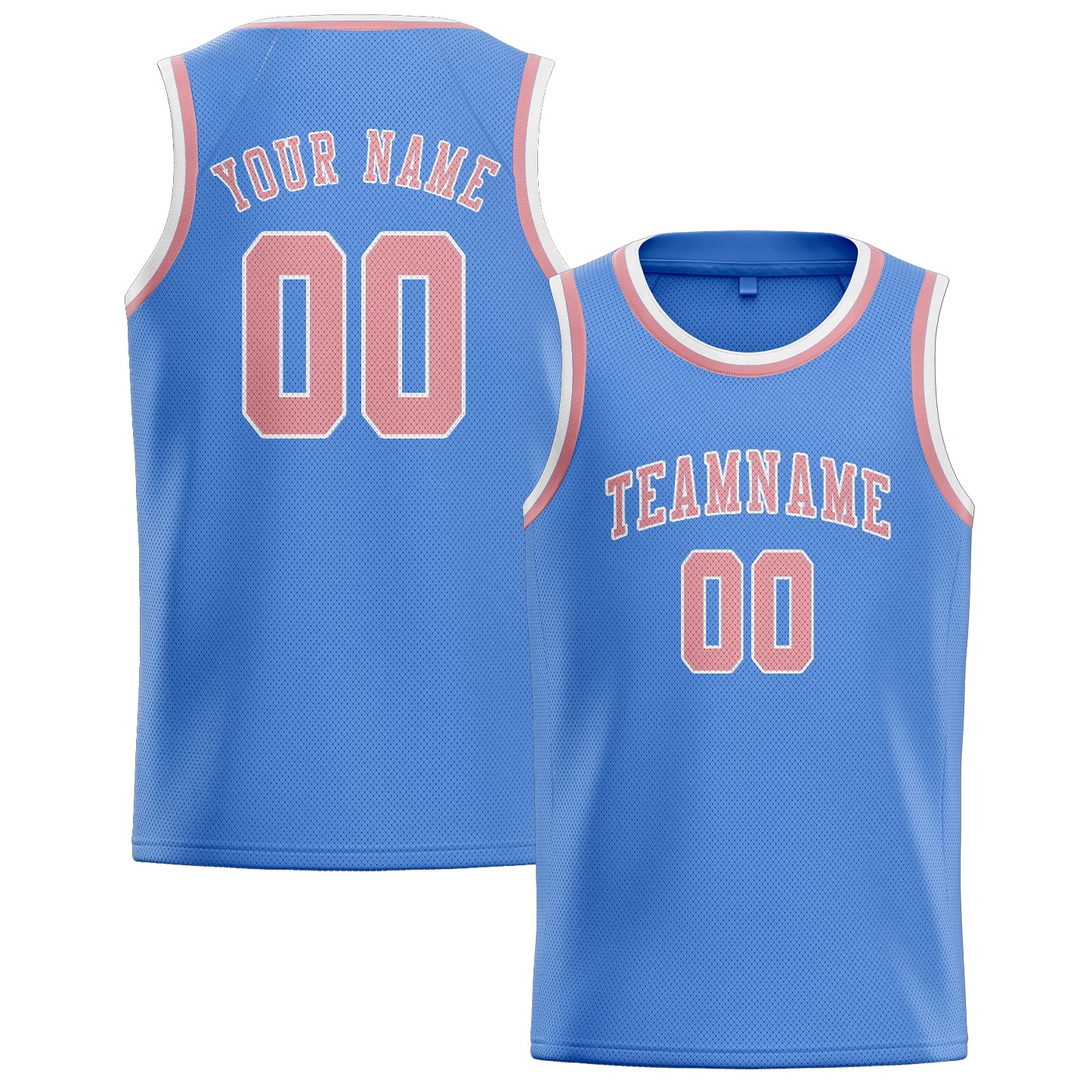 Benutzerdefiniertes Professionelles Hellblau Rosa Basketballtrikot