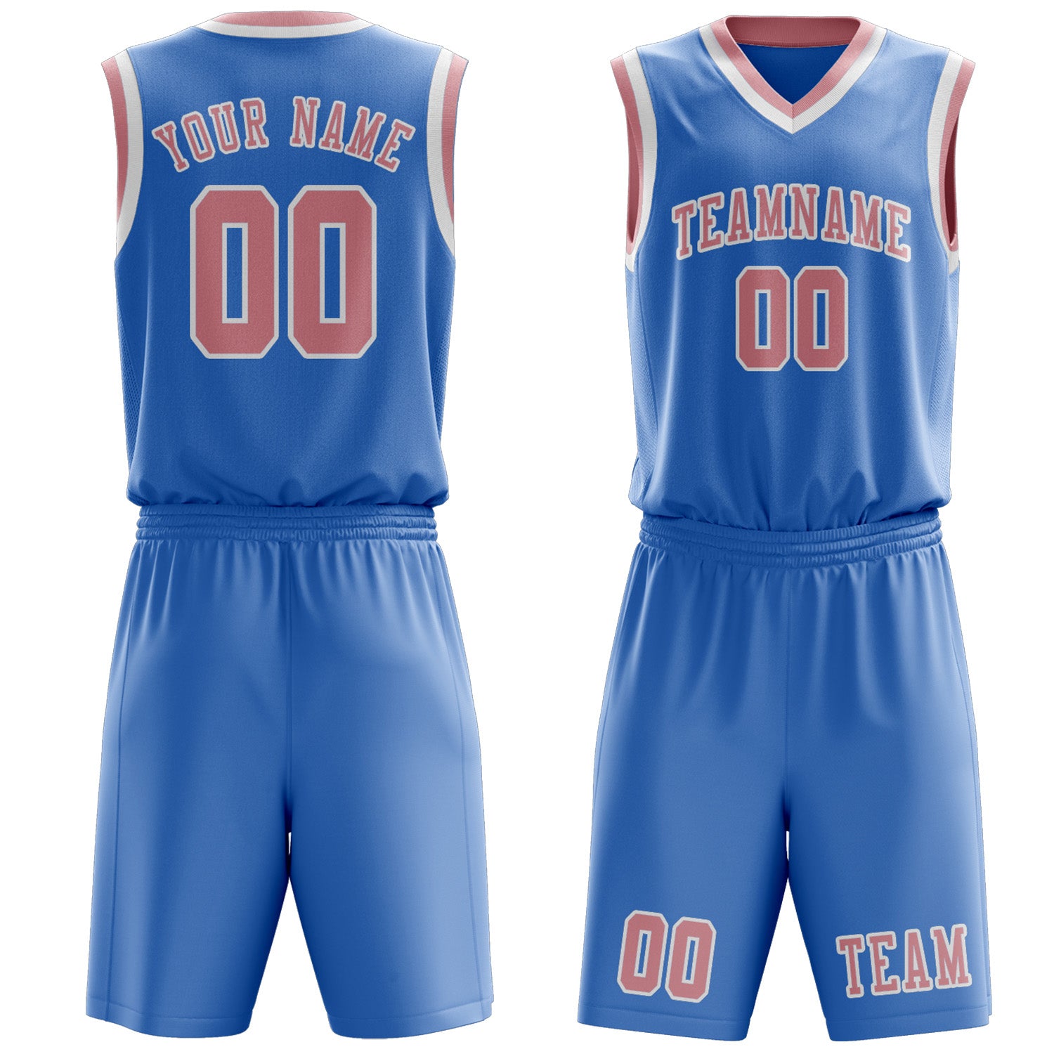 Benutzerdefiniertes Professionelles Hellblau Rosa Basketballtrikot-Set