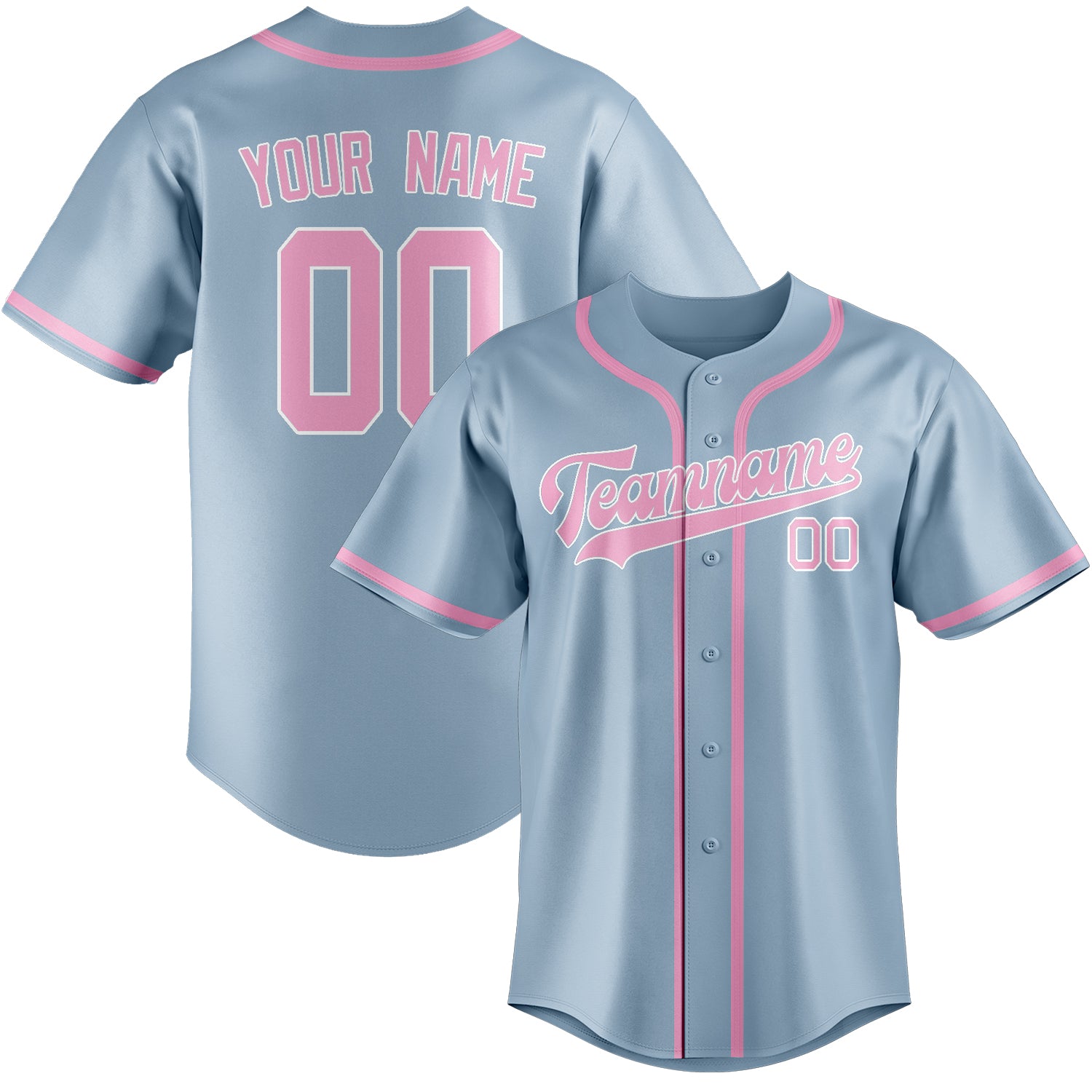 Benutzerdefiniertes Professionelles Hellblau Rosa Baseballtrikot