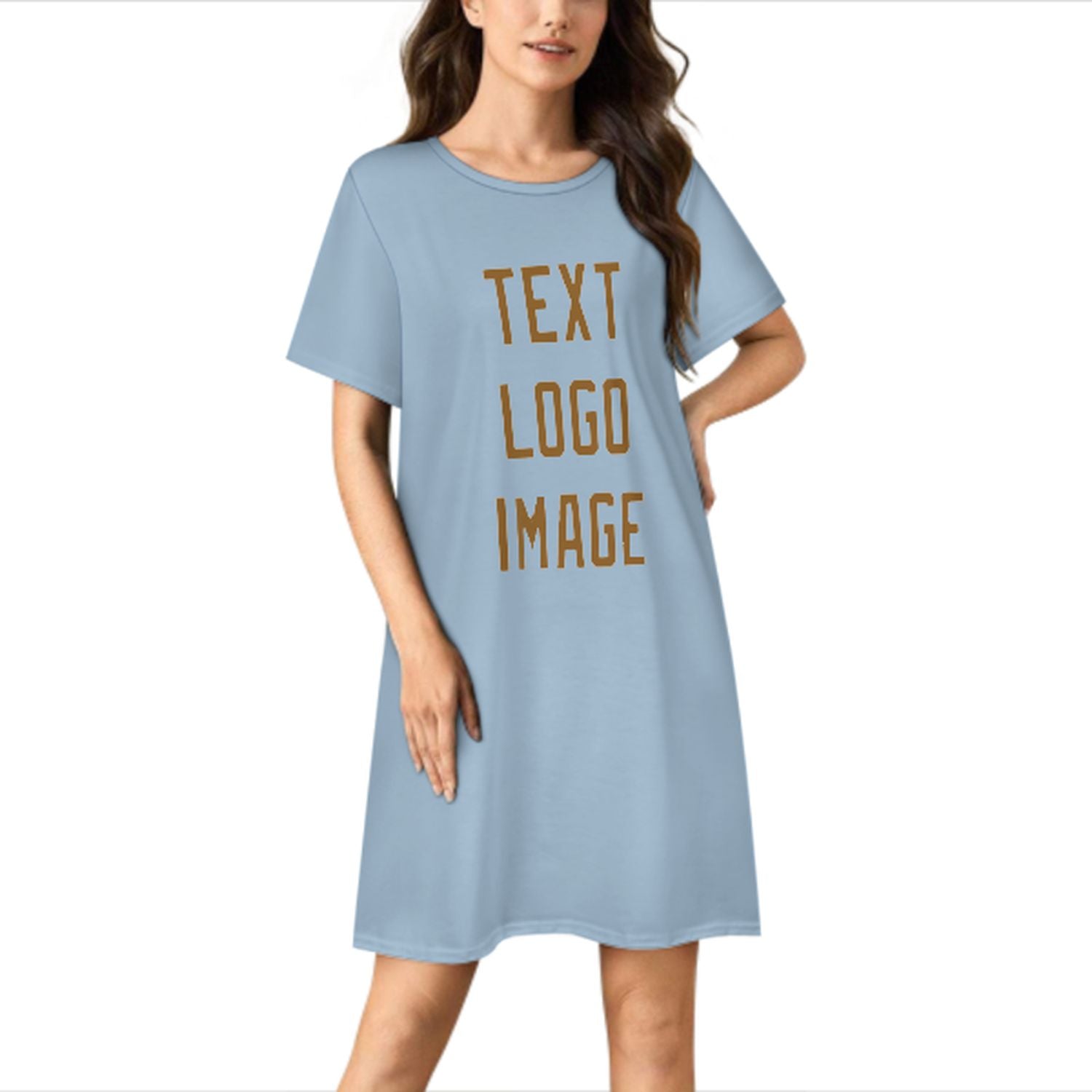 Camicia da notte su misura color cachi azzurro