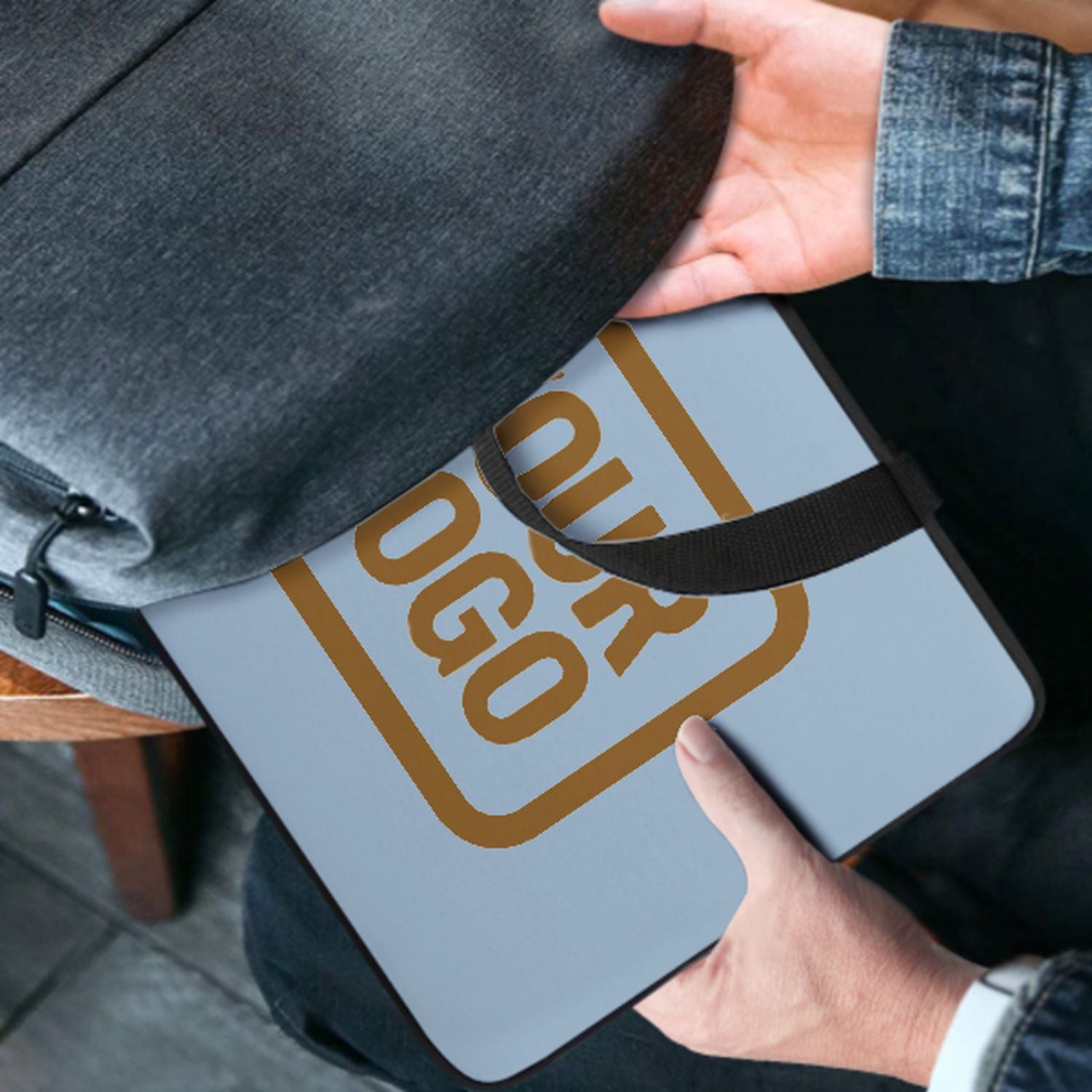 Sac pour ordinateur portable personnalisé bleu clair kaki