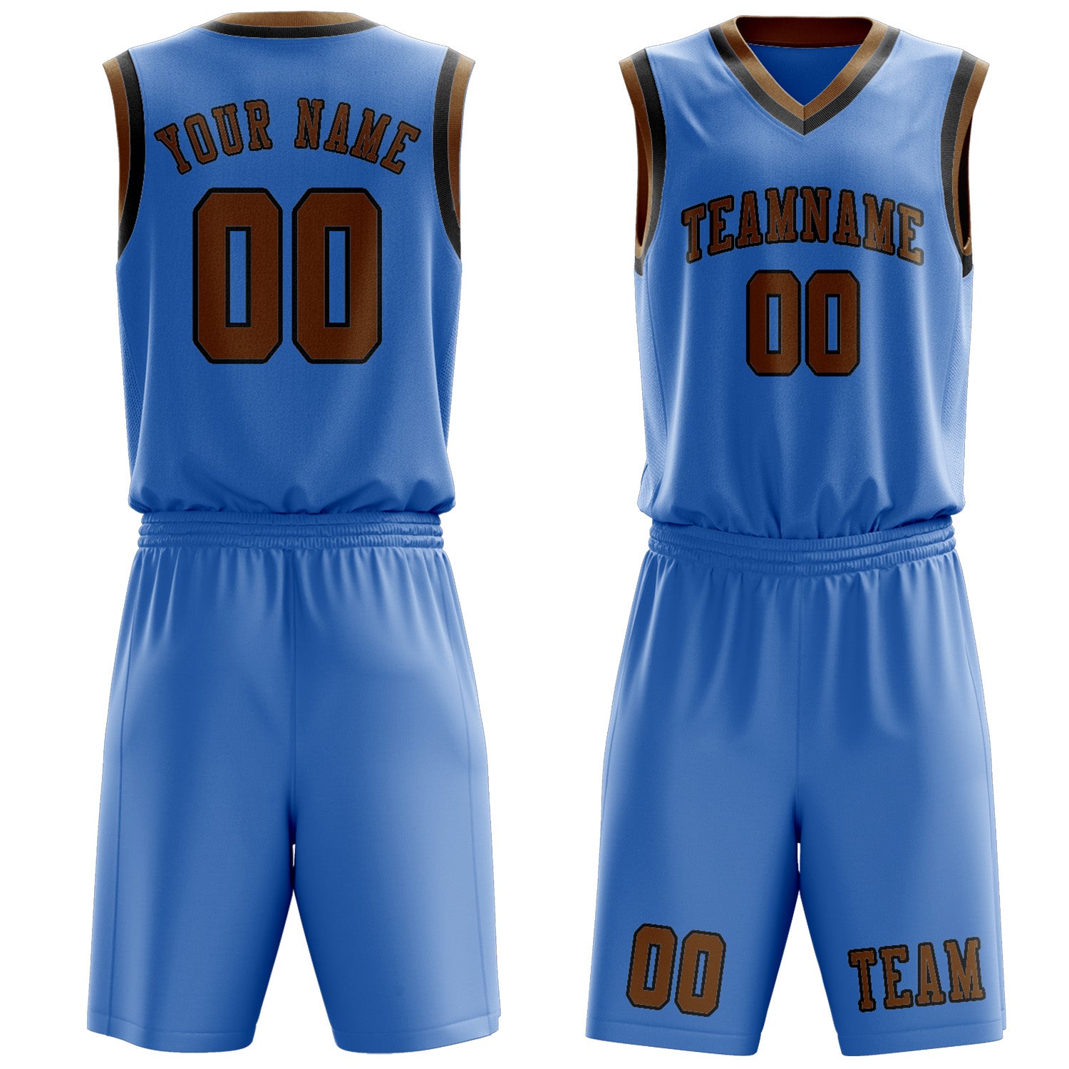 Benutzerdefiniertes Professionelles Hellblau Khaki Basketballtrikot-Set