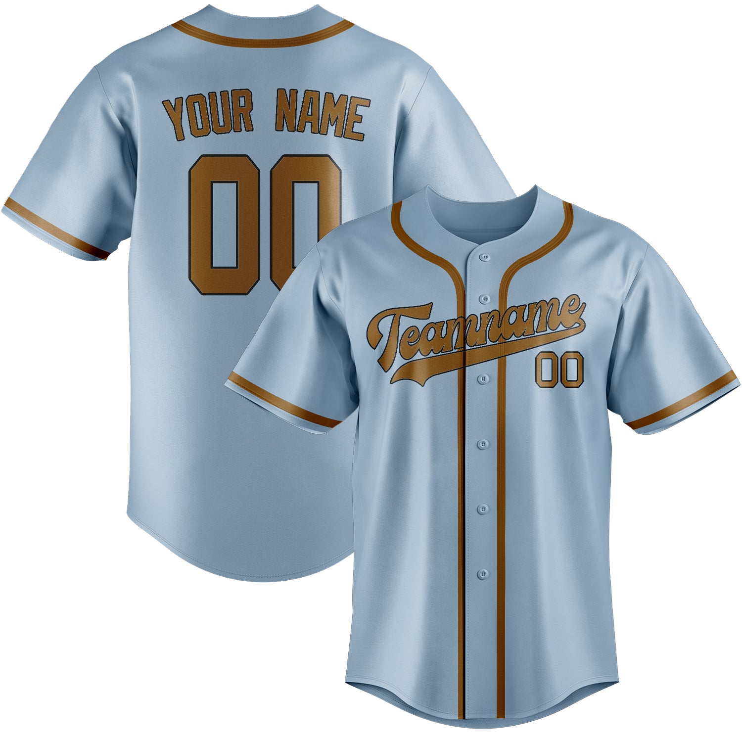 Benutzerdefiniertes Professionelles Hellblau Khaki Baseballtrikot
